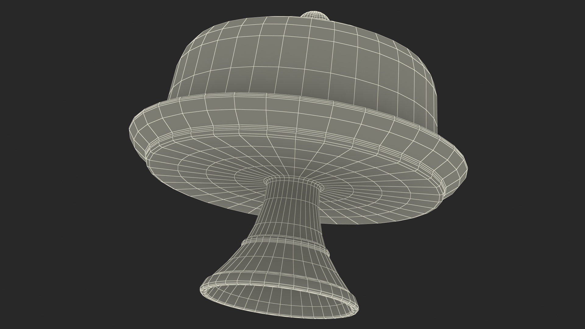 Cake Stand Wooden with Dome 3D