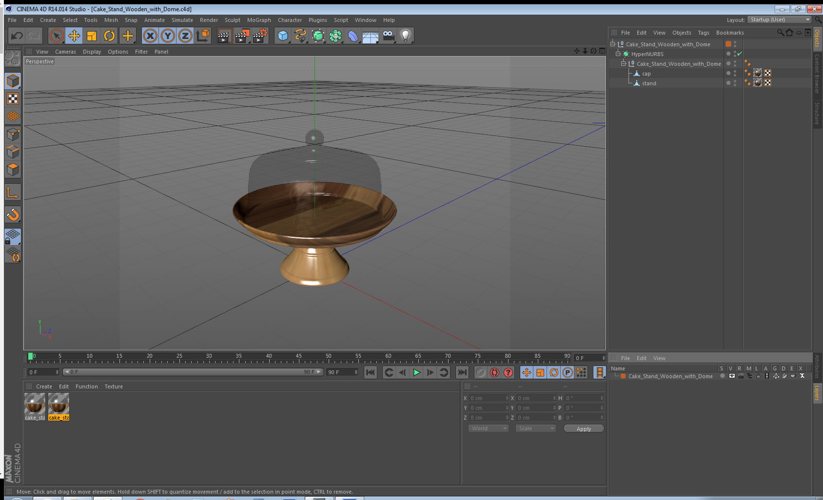 Cake Stand Wooden with Dome 3D