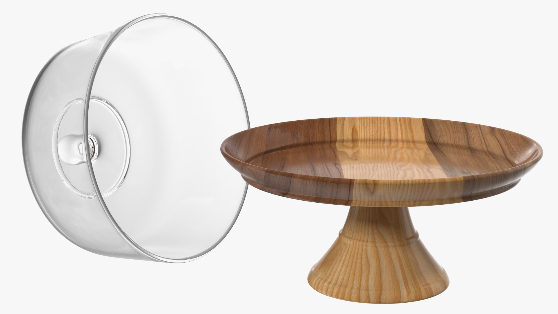 Cake Stand Wooden with Dome 3D