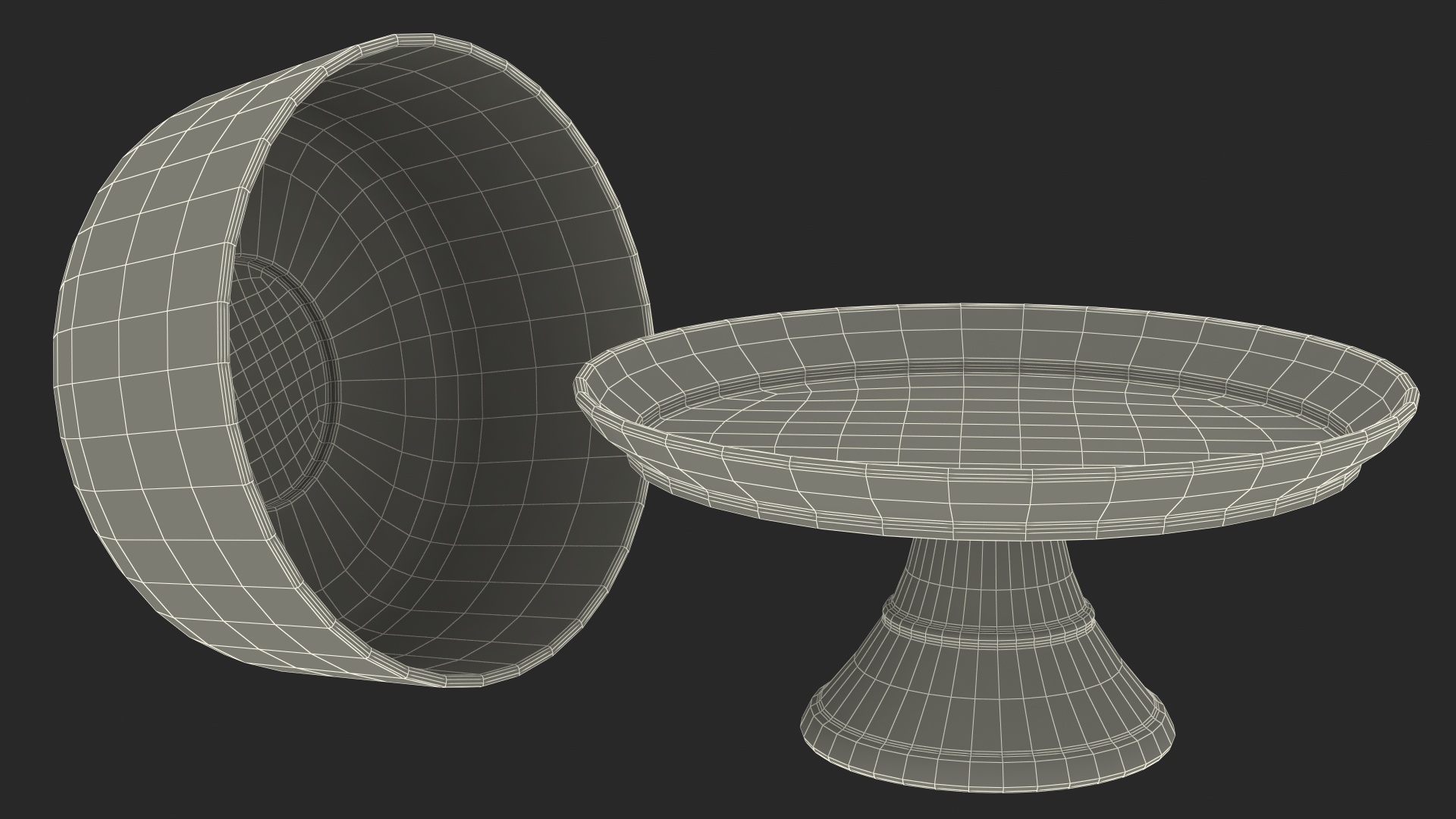 Cake Stand Wooden with Dome 3D
