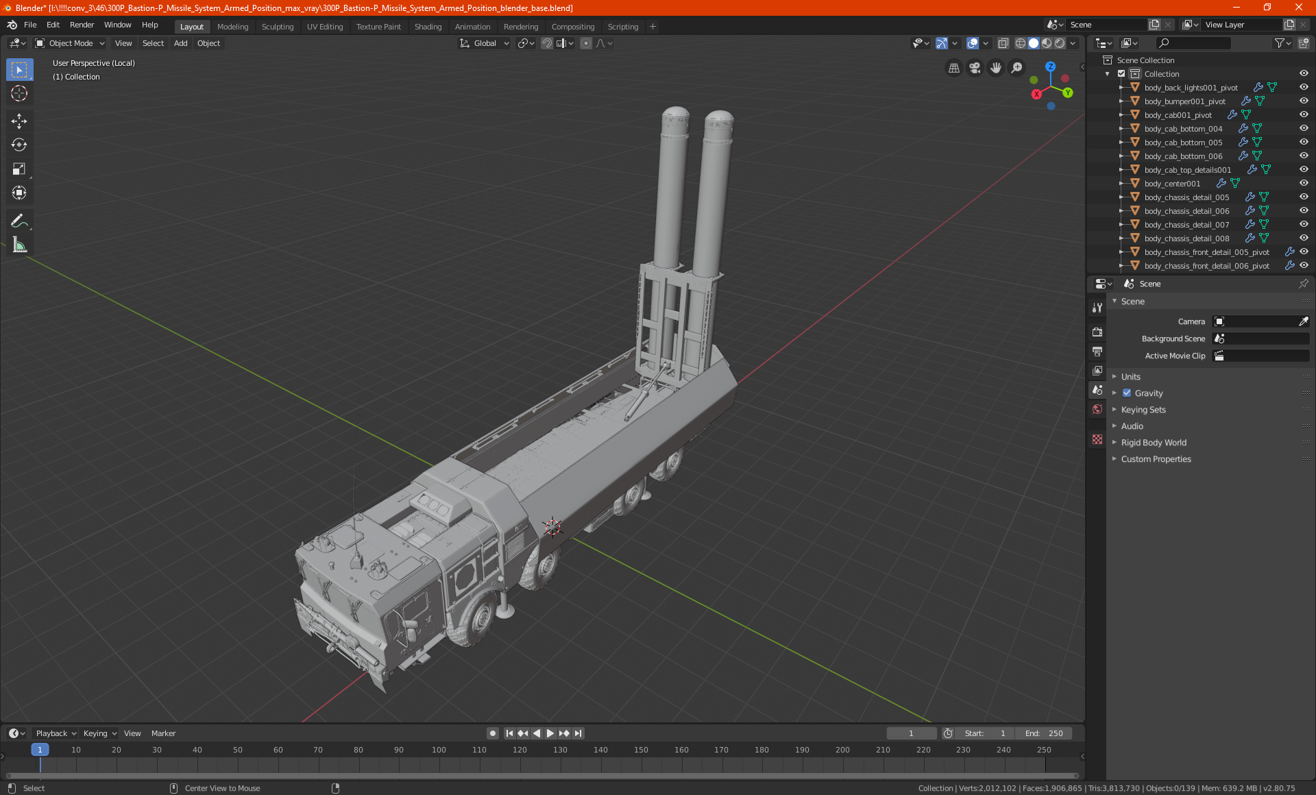 300P Bastion-P Missile System Armed Position 3D model