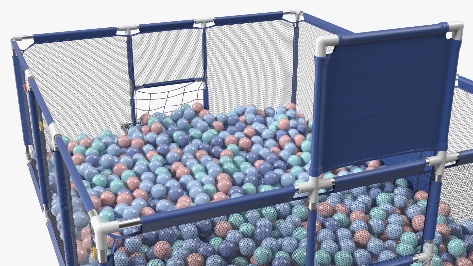 3D Baby Playpen Blue with Plastic Balls