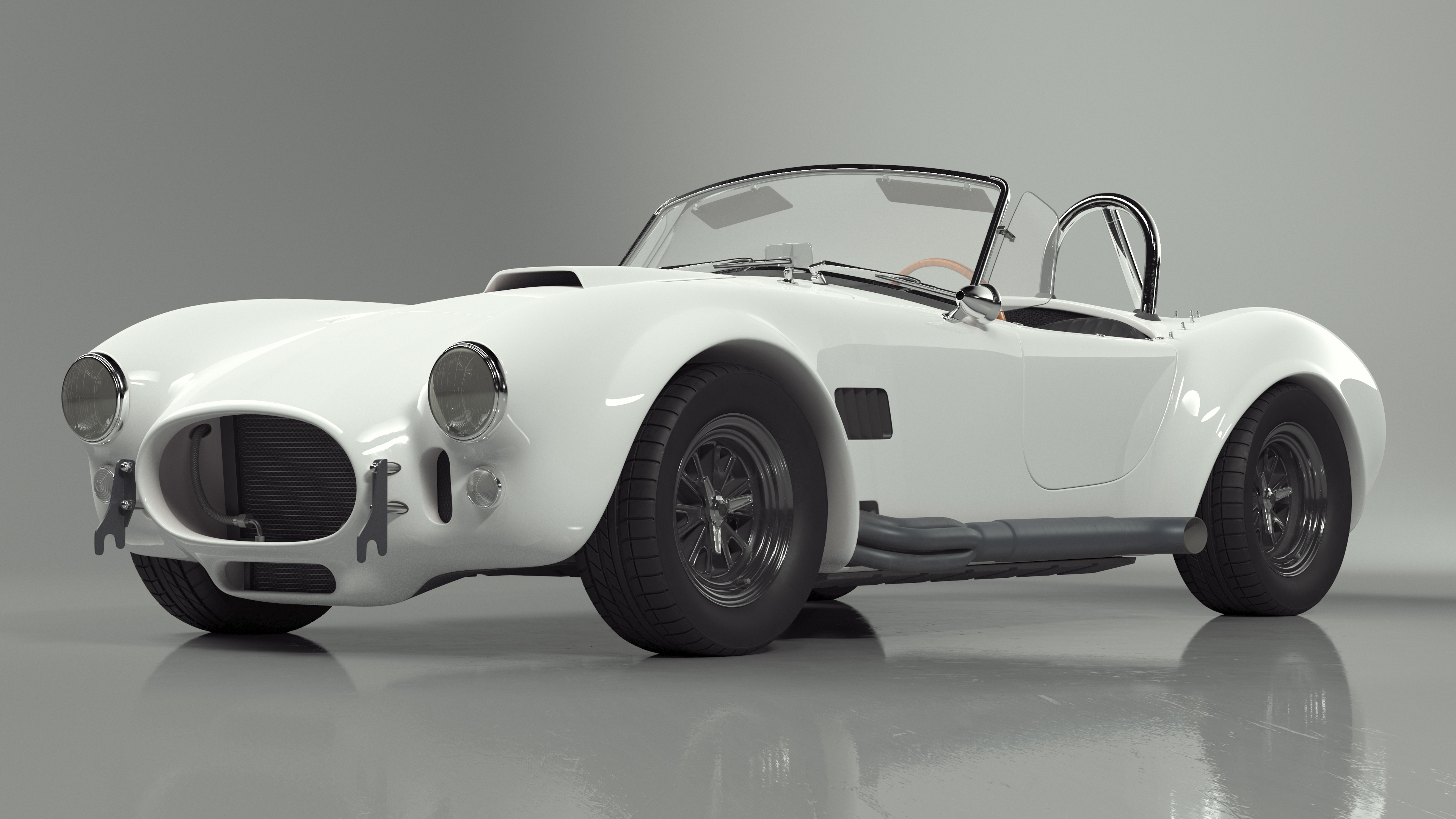 Retro Sports Car White 3D