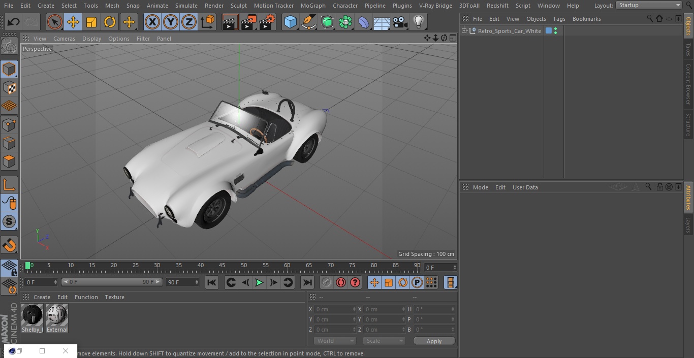 Retro Sports Car White 3D