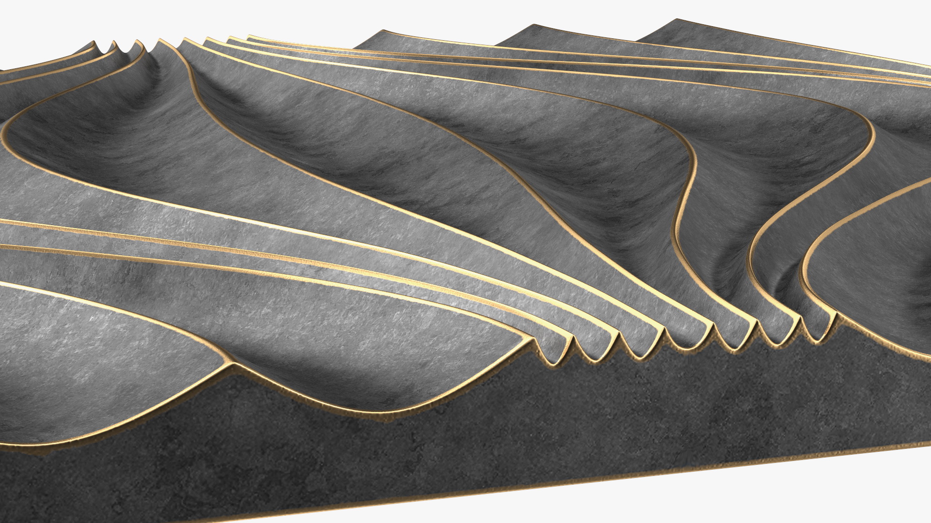 3D 3D Wall Panel Circular Wave Metal model
