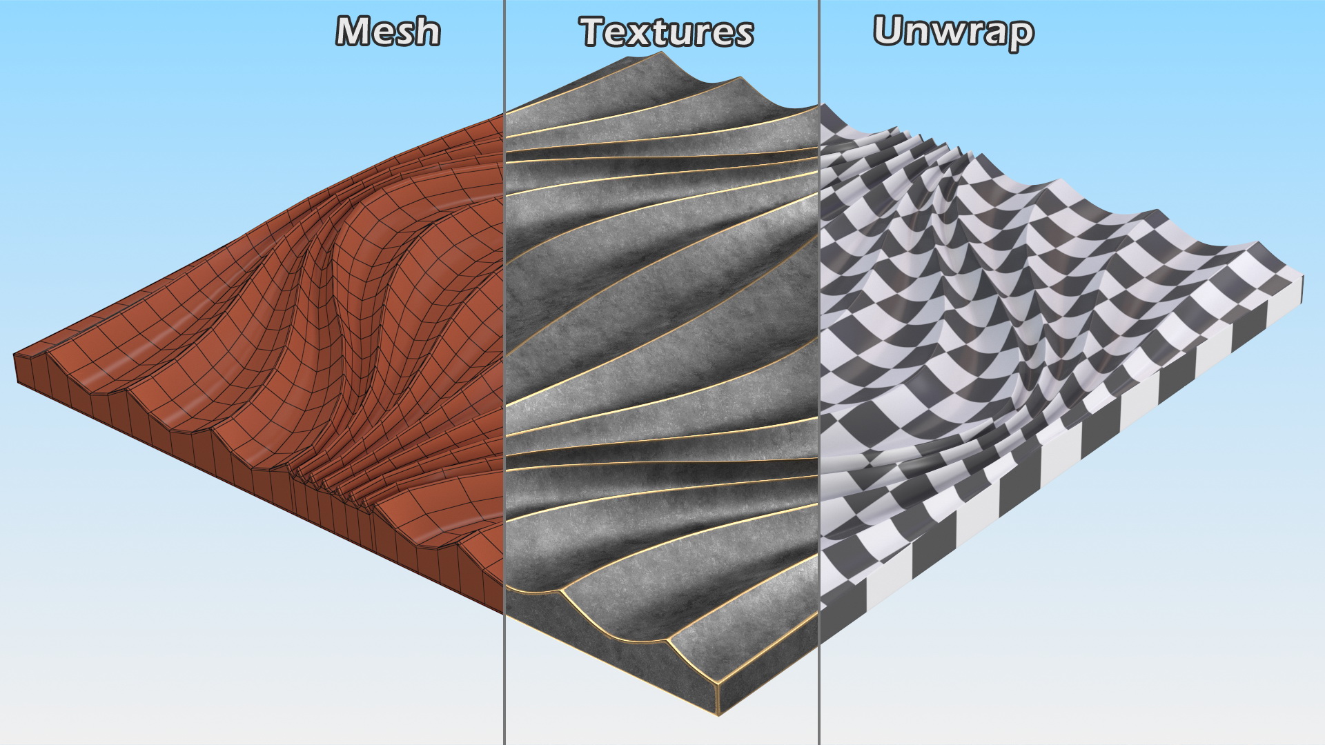 3D 3D Wall Panel Circular Wave Metal model