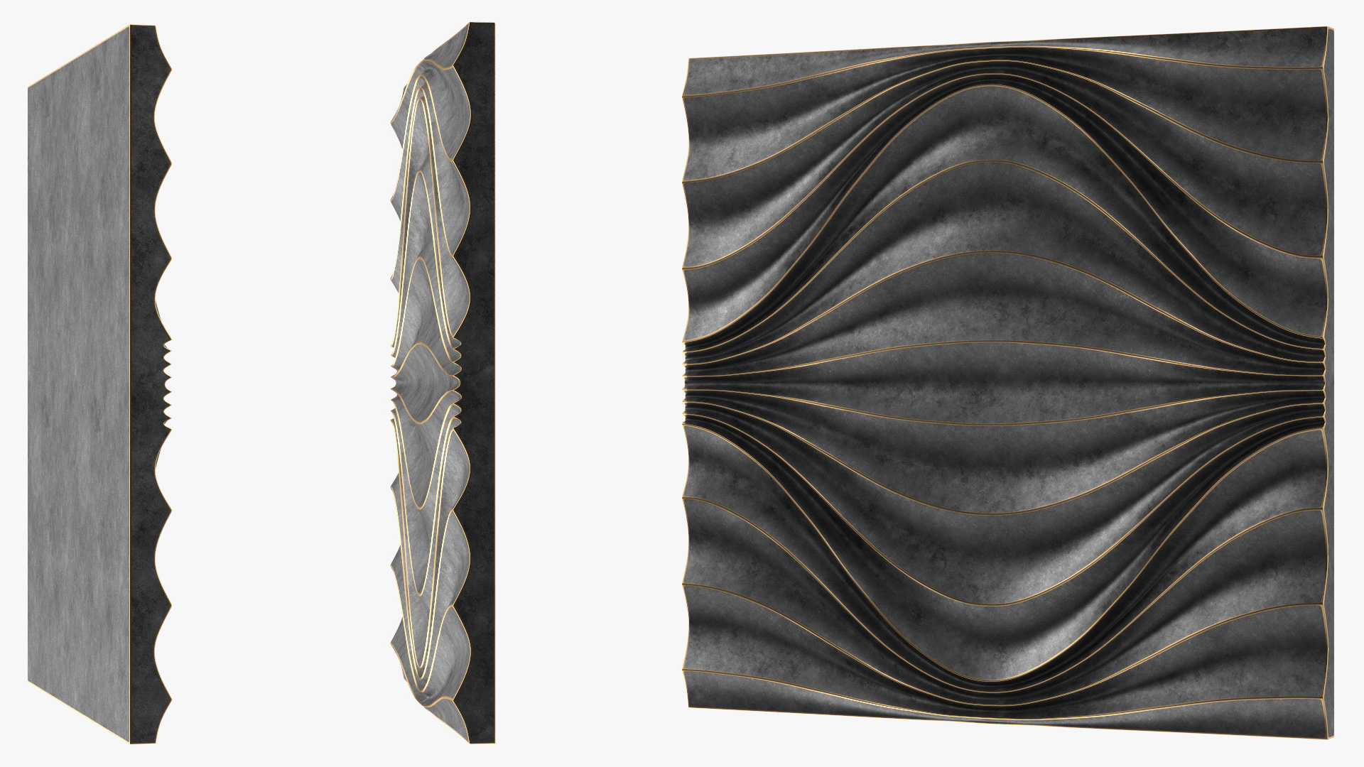 3D 3D Wall Panel Circular Wave Metal model