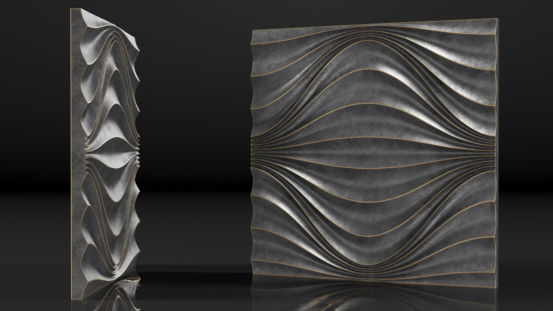 3D 3D Wall Panel Circular Wave Metal model