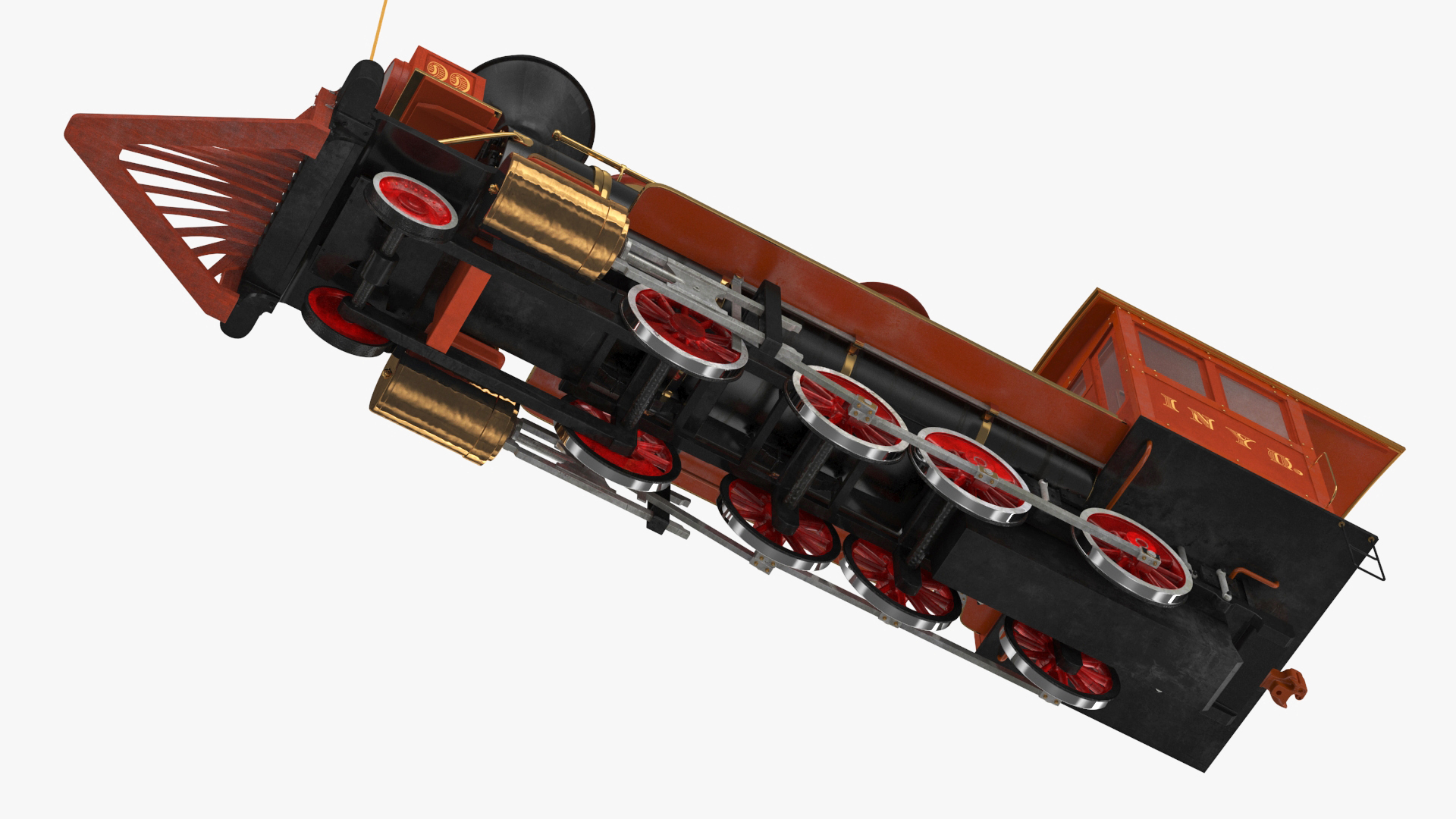 Vintage Steam Locomotive with Caboose 3D