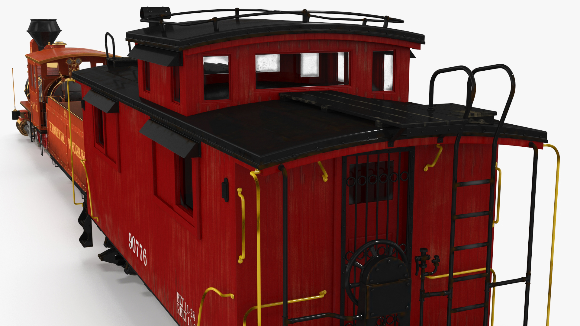 Vintage Steam Locomotive with Caboose 3D