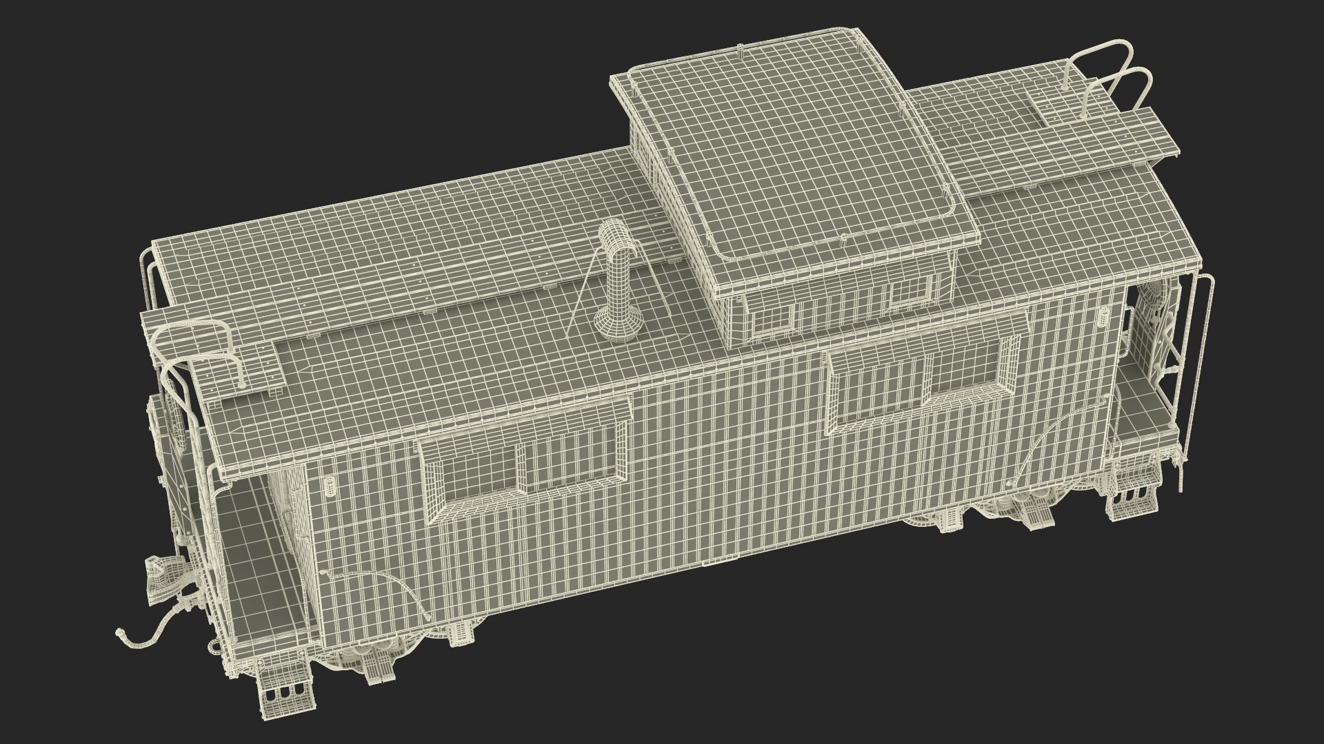 Vintage Steam Locomotive with Caboose 3D