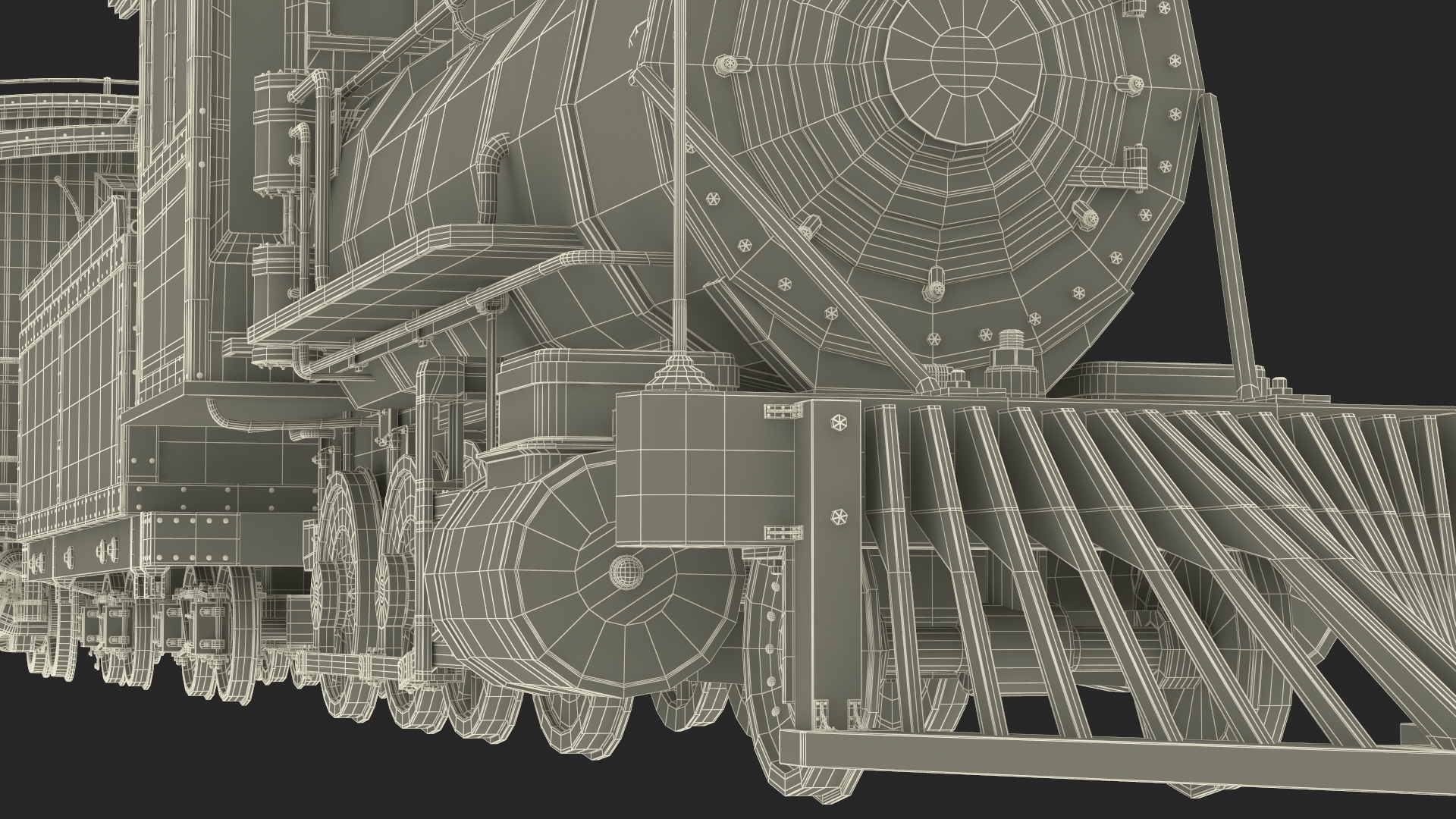 Vintage Steam Locomotive with Caboose 3D