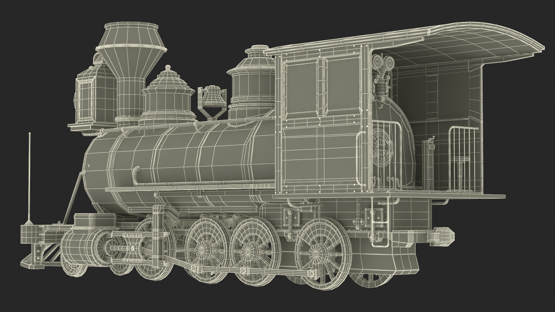 Vintage Steam Locomotive with Caboose 3D