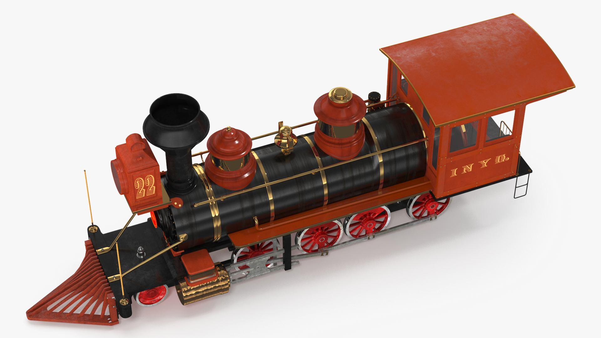 Vintage Steam Locomotive with Caboose 3D