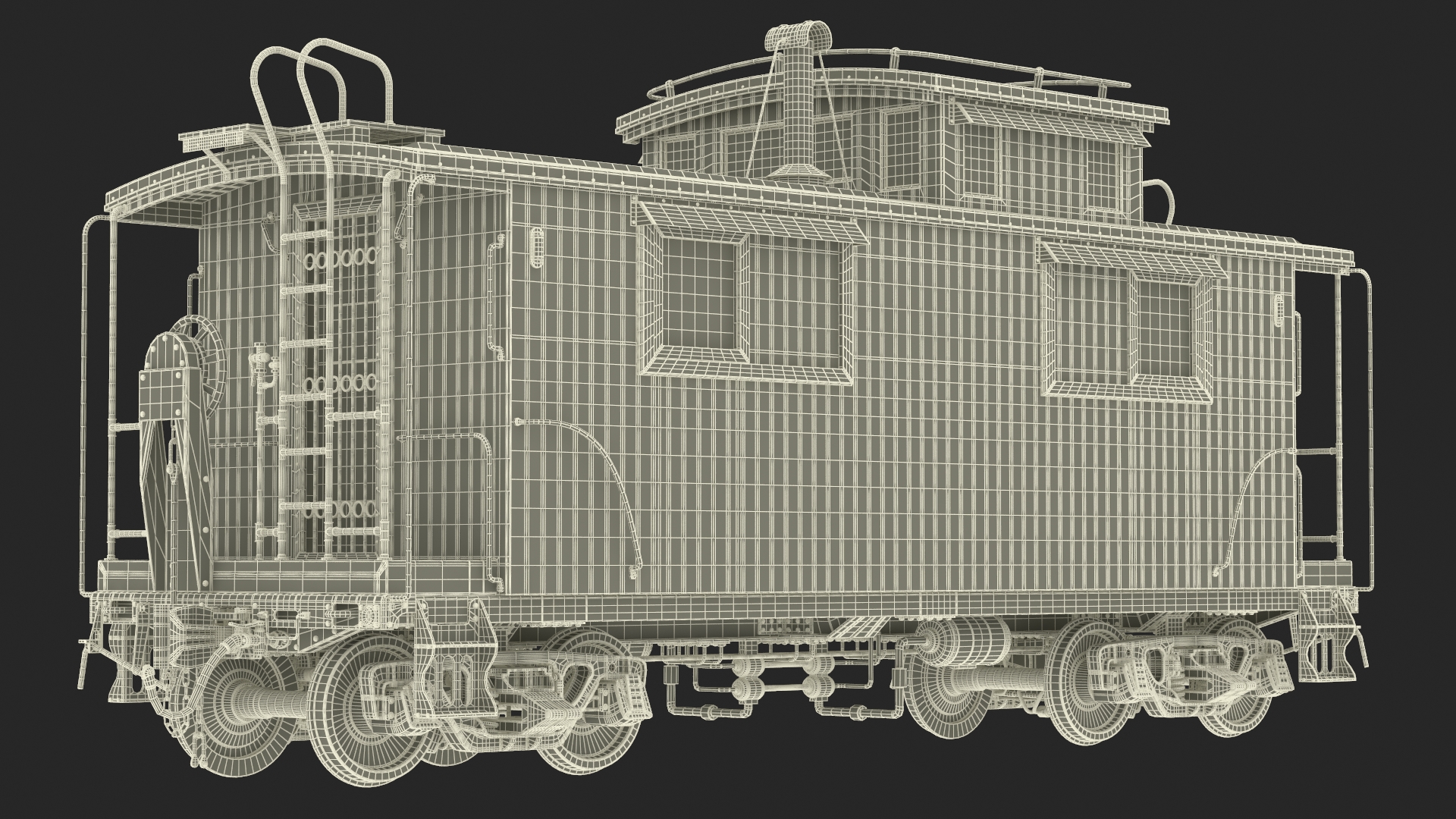 Vintage Steam Locomotive with Caboose 3D