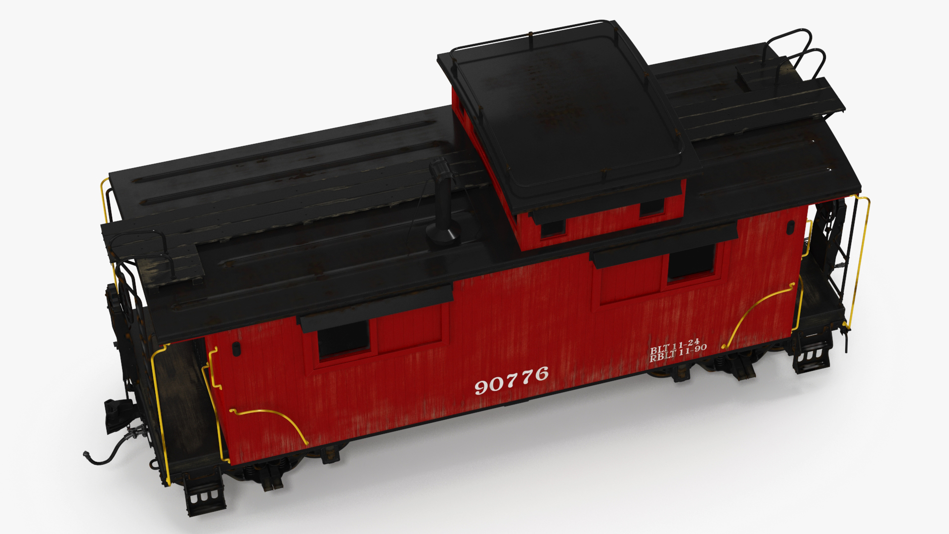 Vintage Steam Locomotive with Caboose 3D