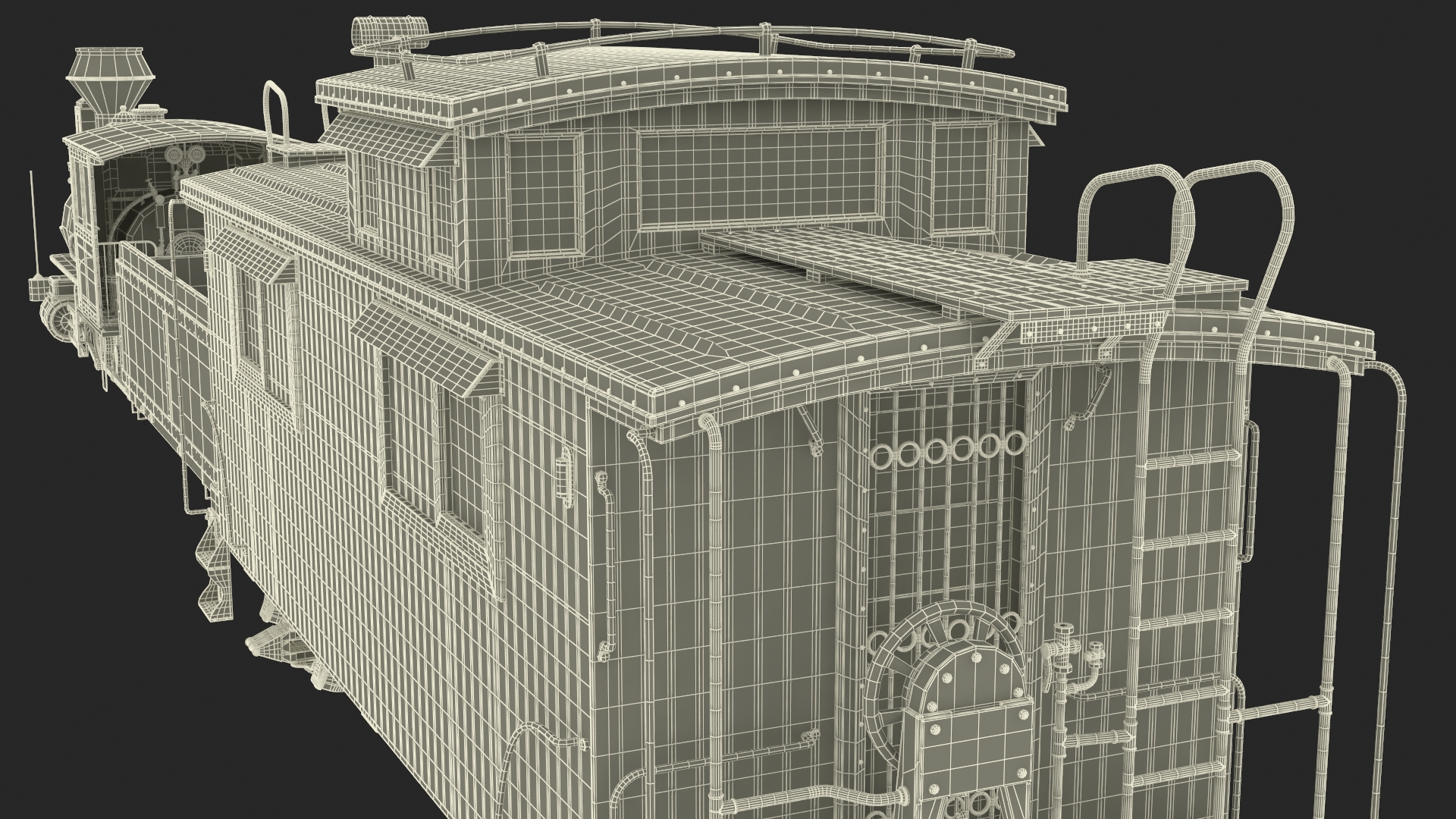 Vintage Steam Locomotive with Caboose 3D