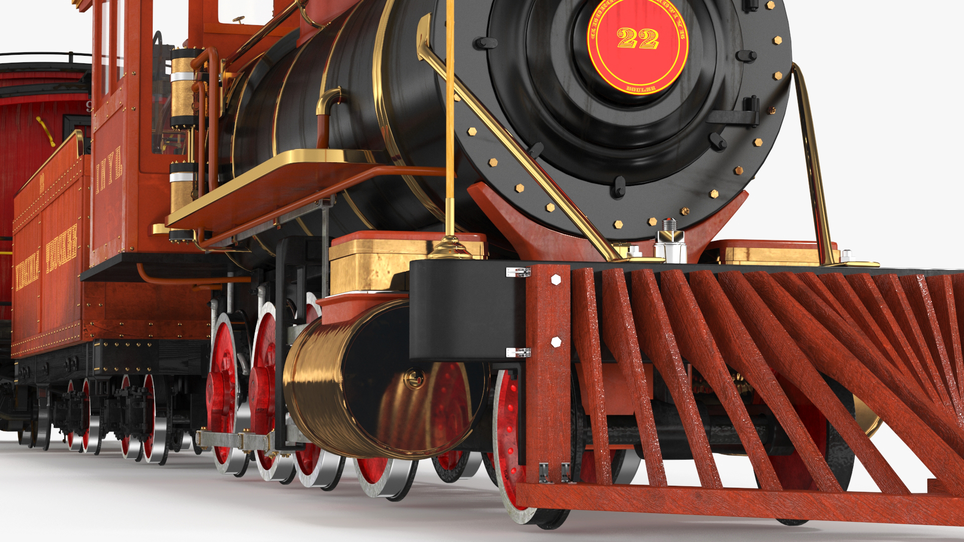Vintage Steam Locomotive with Caboose 3D
