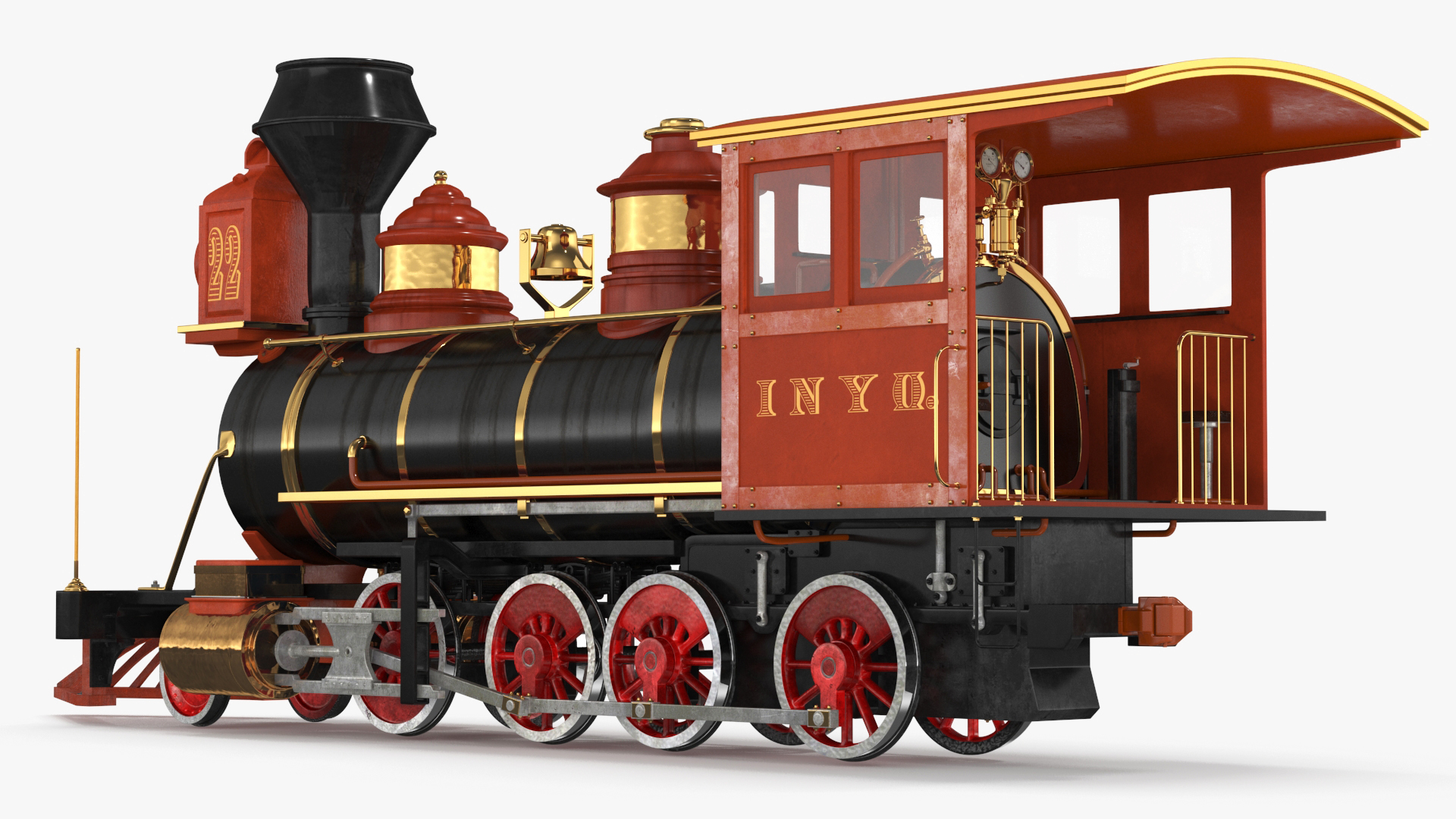 Vintage Steam Locomotive with Caboose 3D