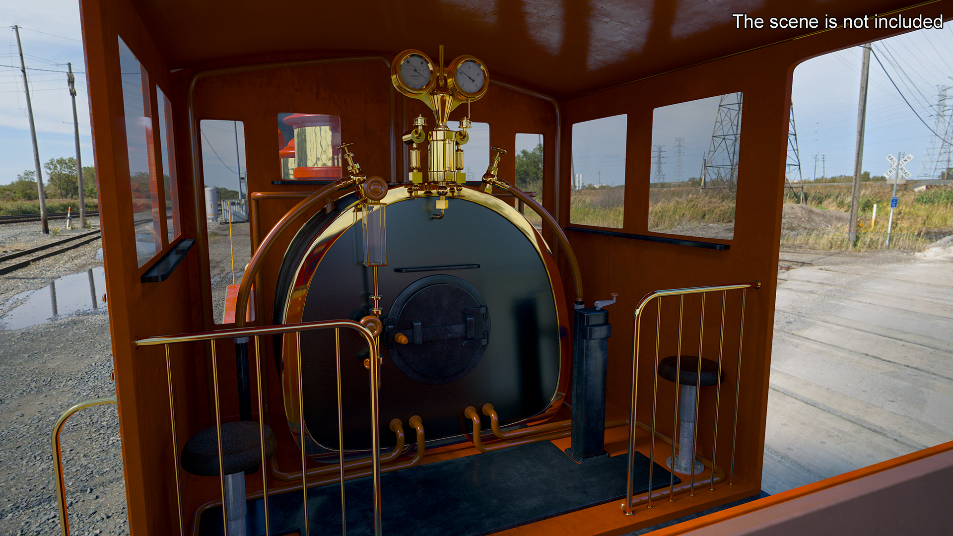 Vintage Steam Locomotive with Caboose 3D
