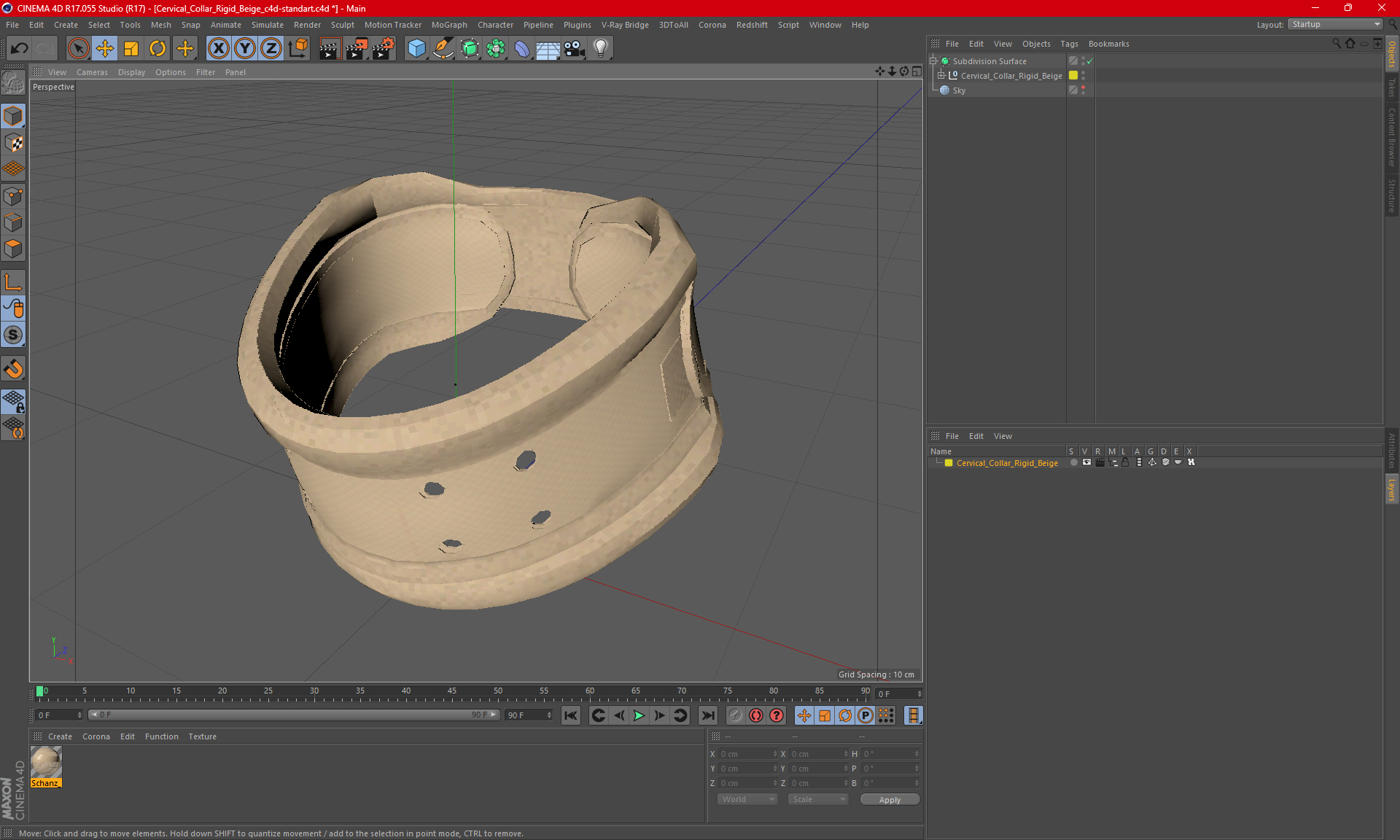 Cervical Collar Rigid Beige 3D
