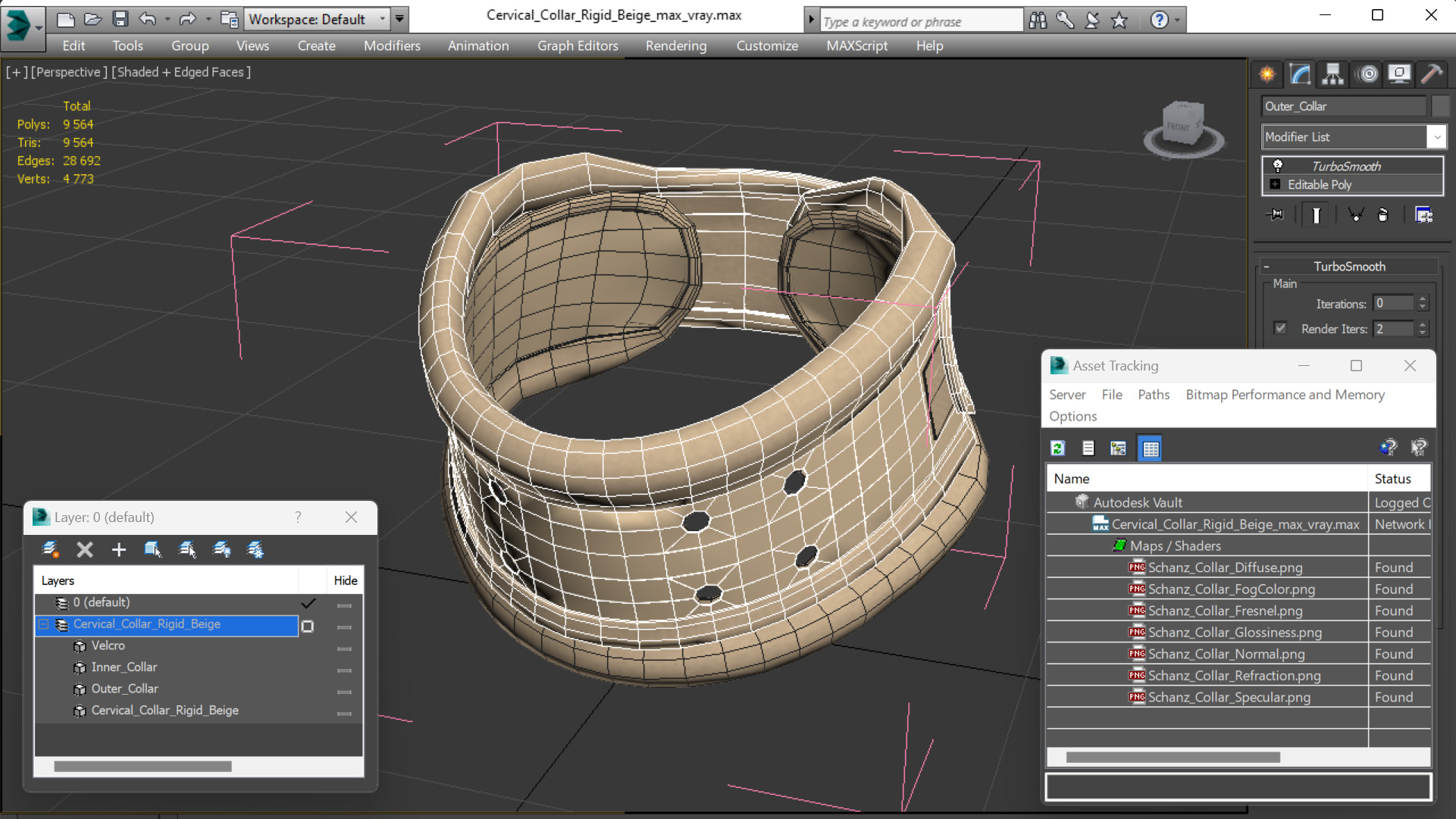 Cervical Collar Rigid Beige 3D