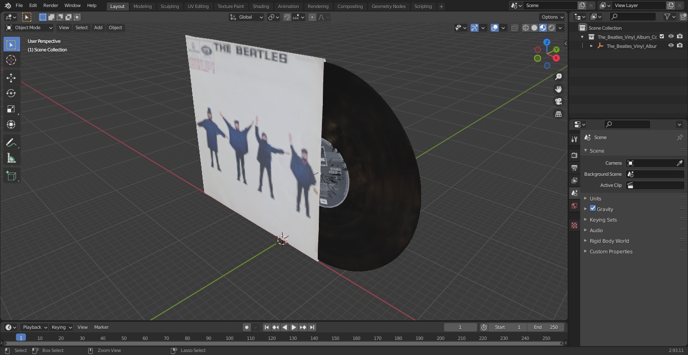 The Beatles Vinyl Album Cover 3D model