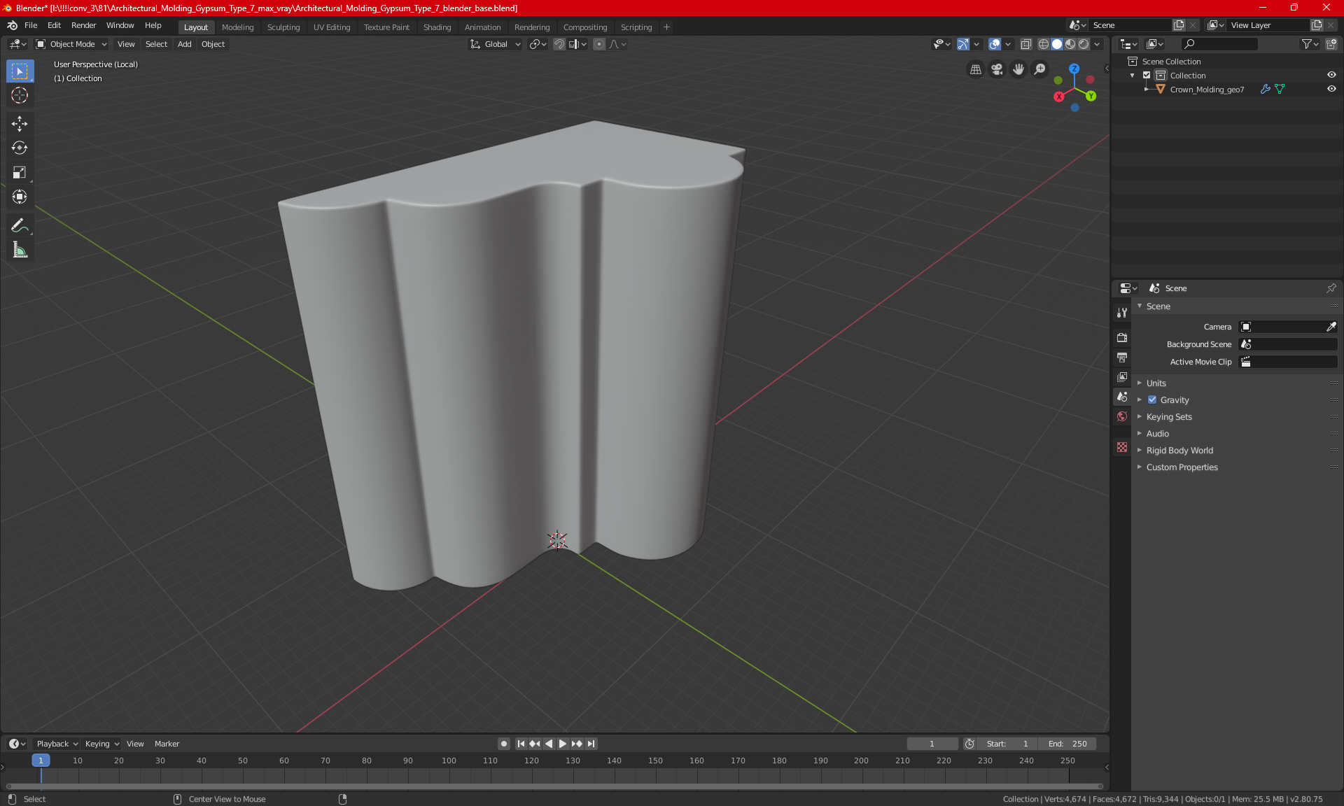 3D model Architectural Molding Gypsum Type 7