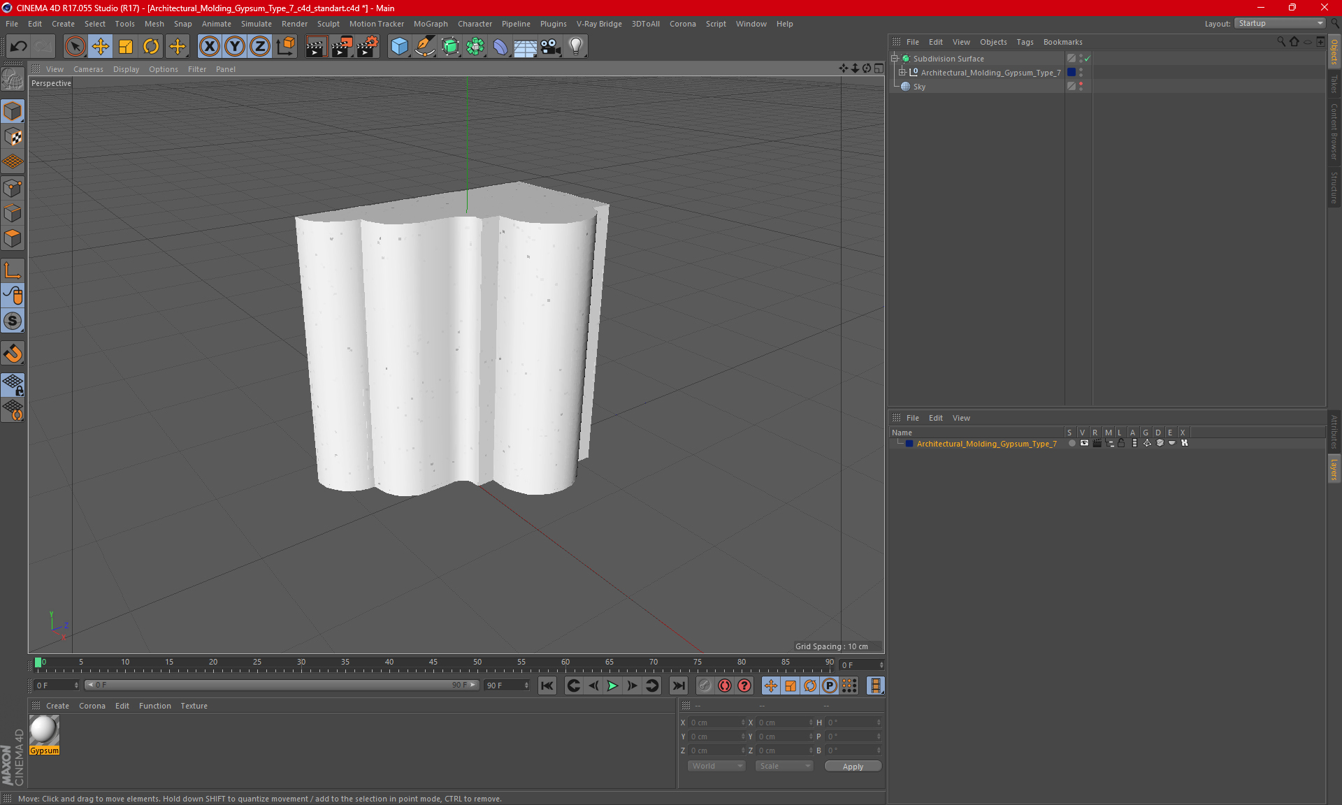 3D model Architectural Molding Gypsum Type 7
