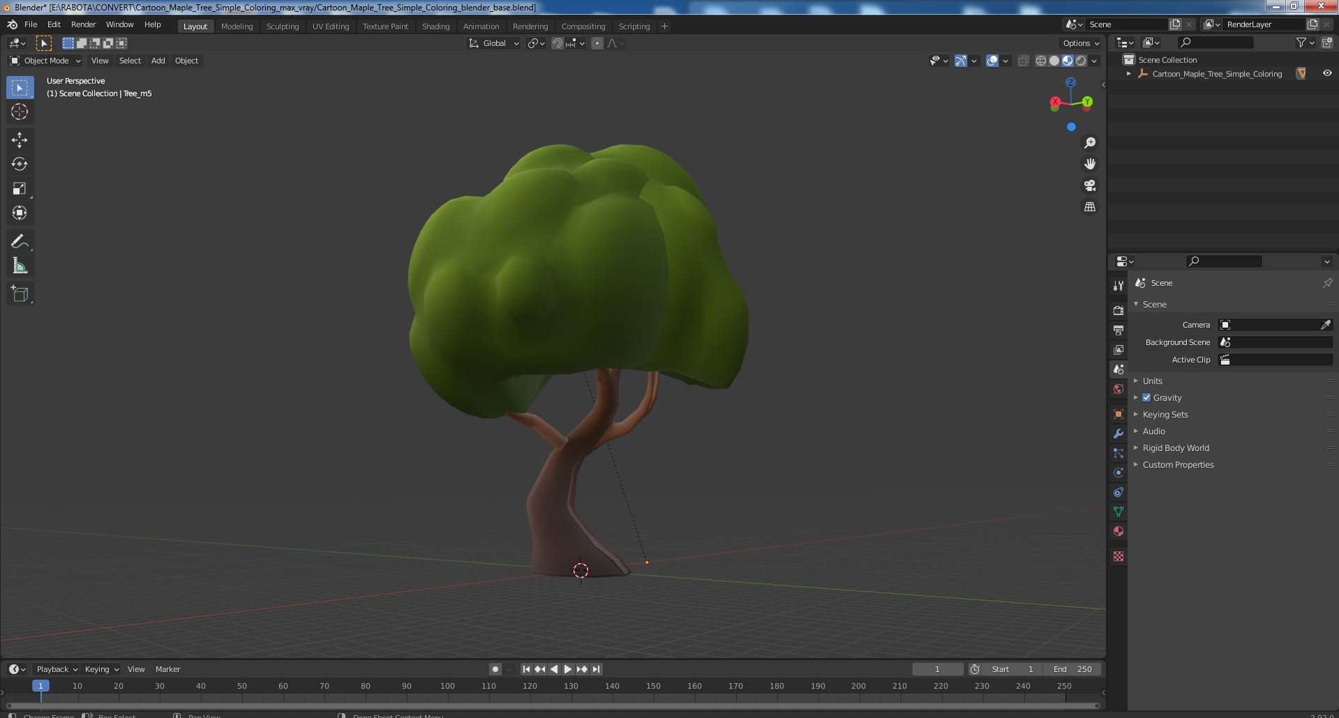 Cartoon Maple Tree Simple Coloring 3D model