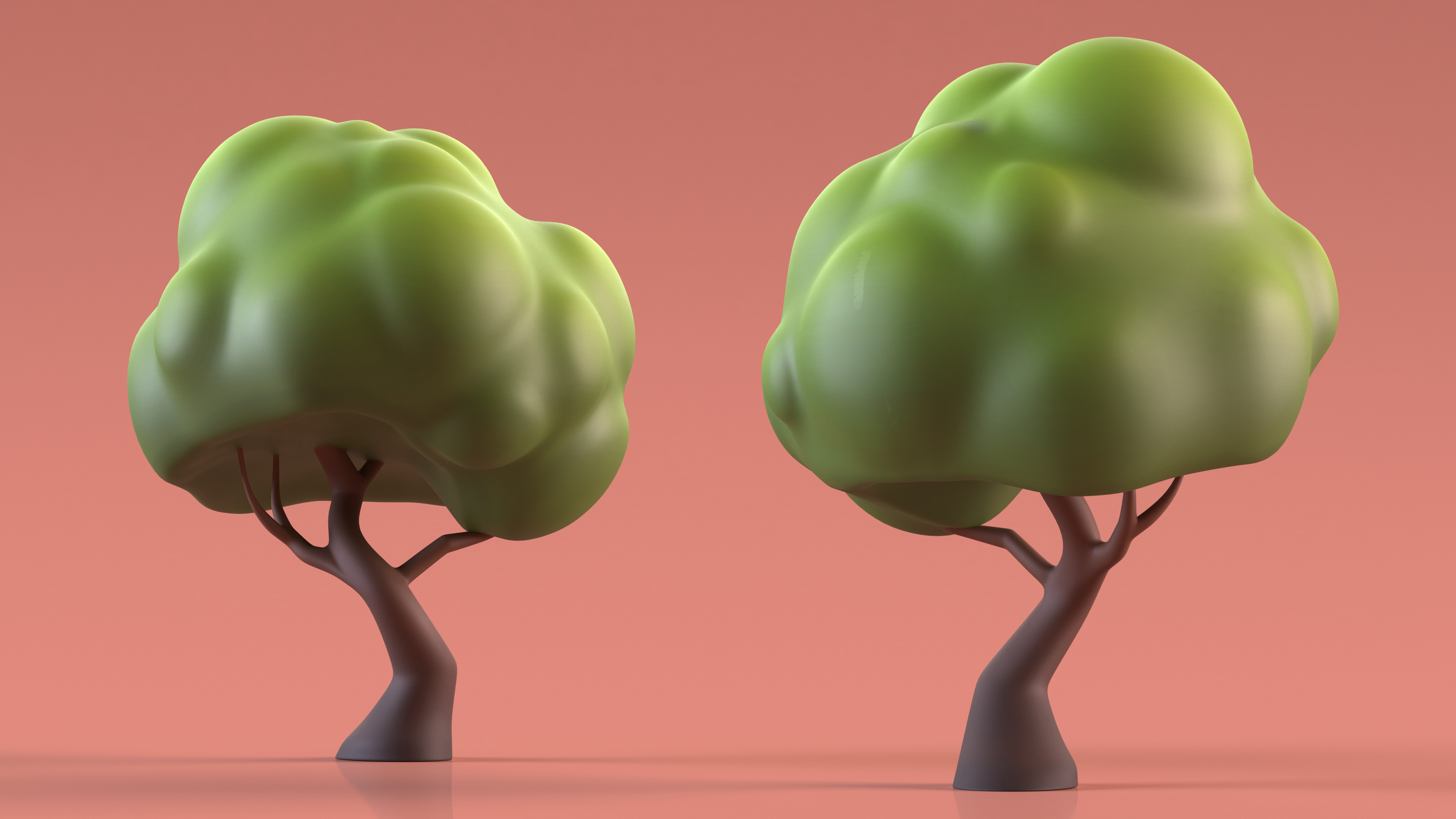 Cartoon Maple Tree Simple Coloring 3D model