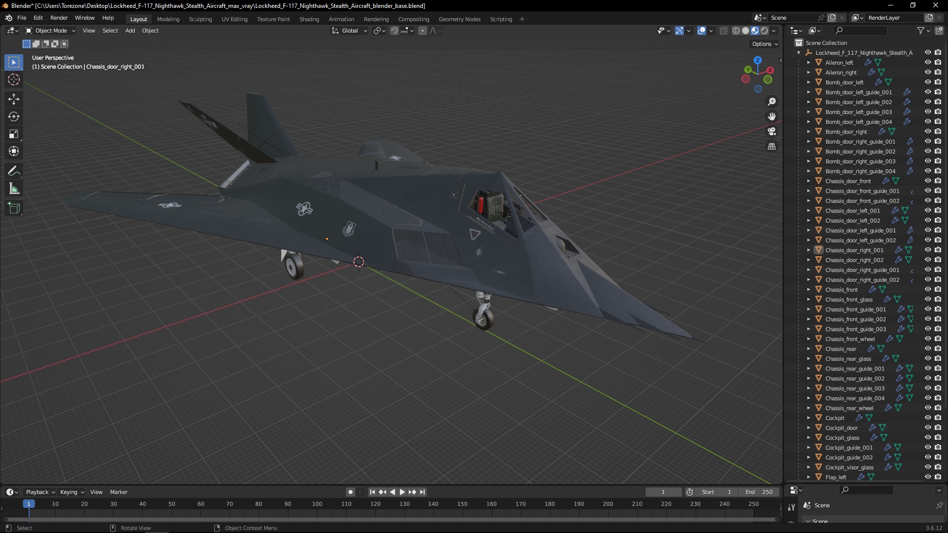 3D Lockheed F-117 Nighthawk Stealth Aircraft