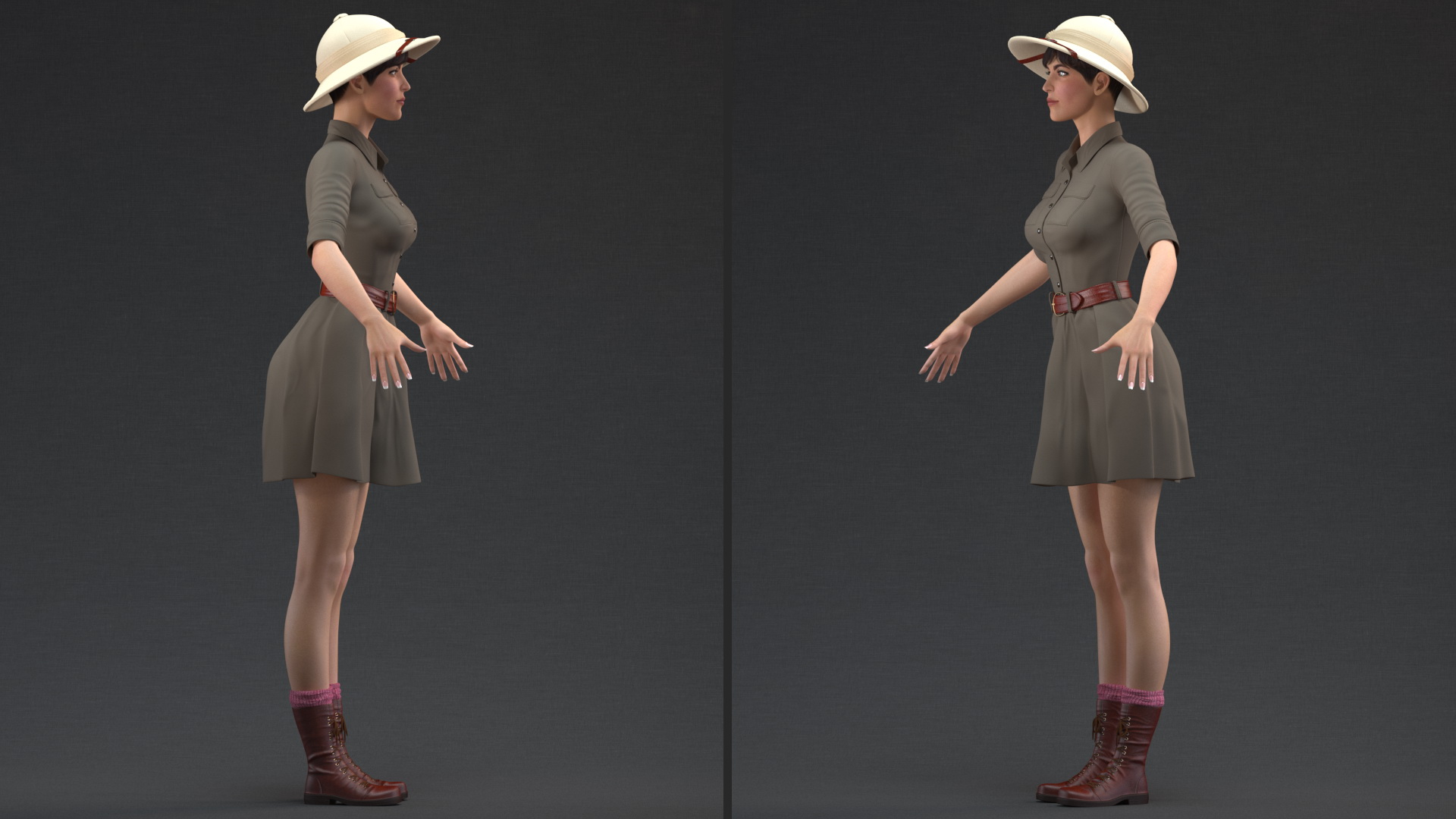 3D Female Zookeeper T Pose model
