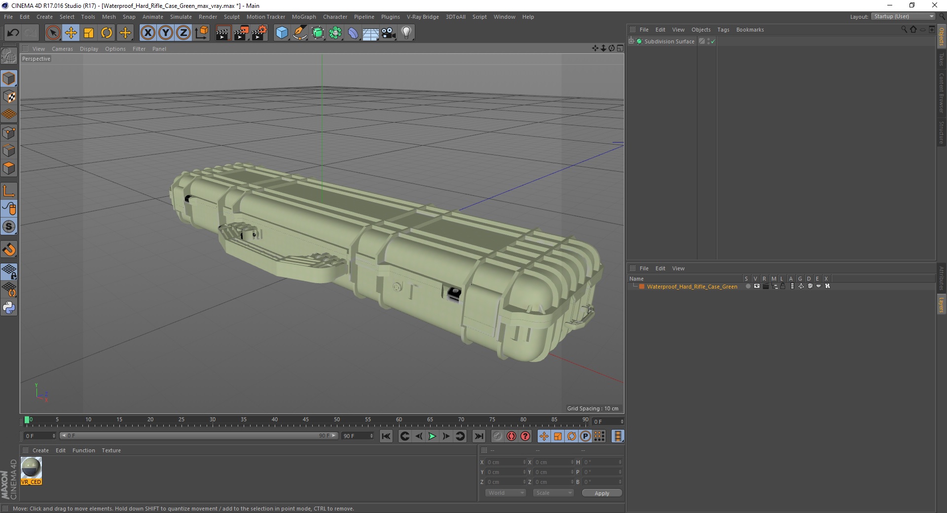 Waterproof Hard Rifle Case Green 3D