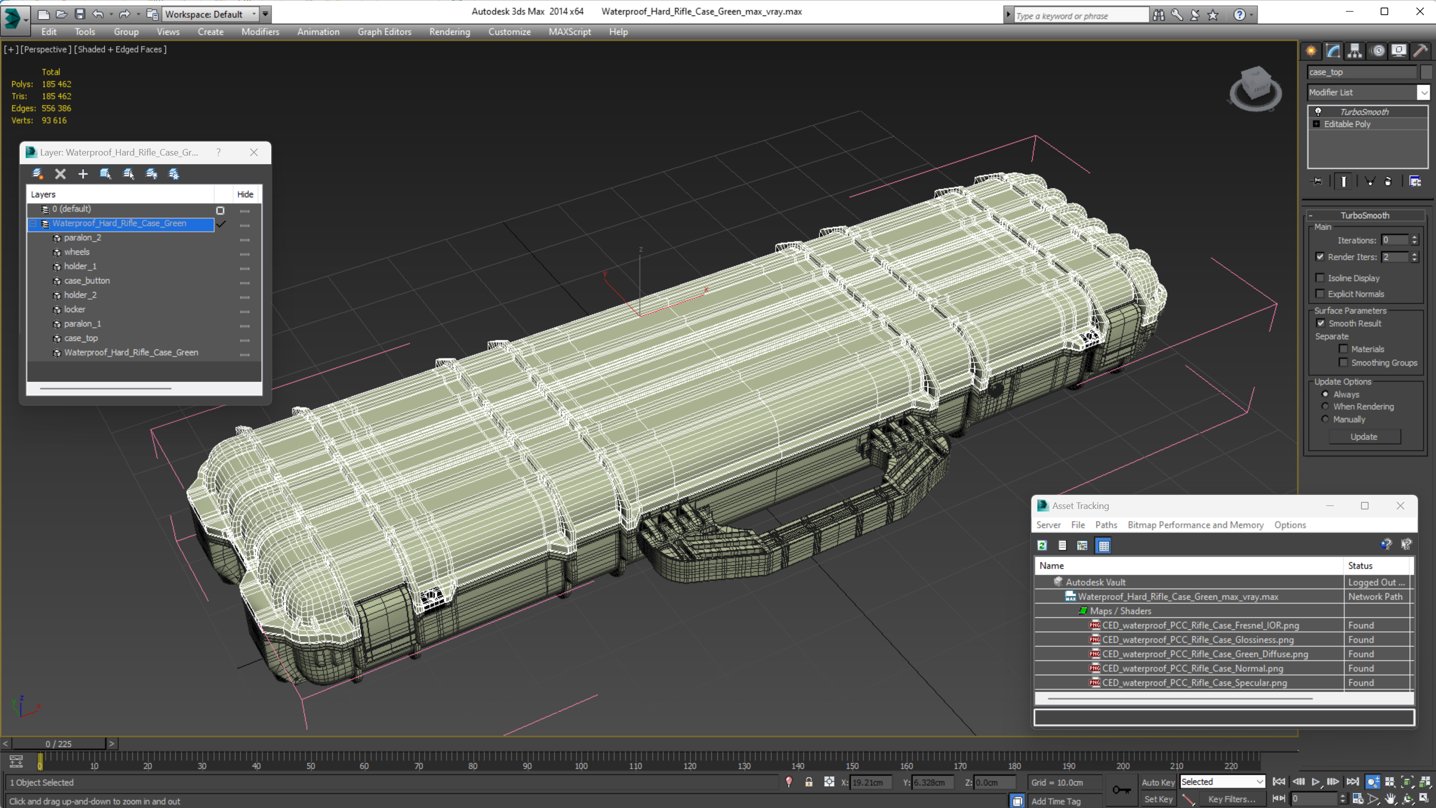 Waterproof Hard Rifle Case Green 3D