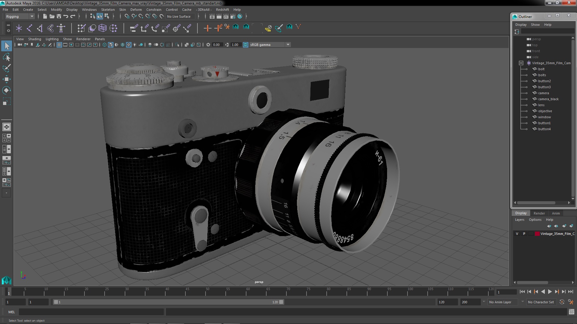 Vintage 35mm Film Camera 3D model