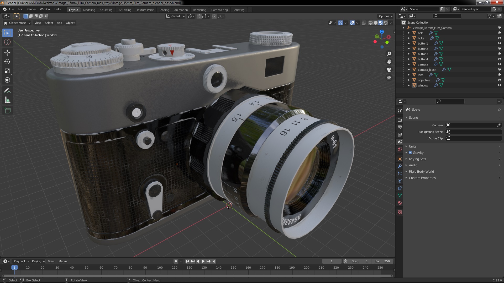 Vintage 35mm Film Camera 3D model