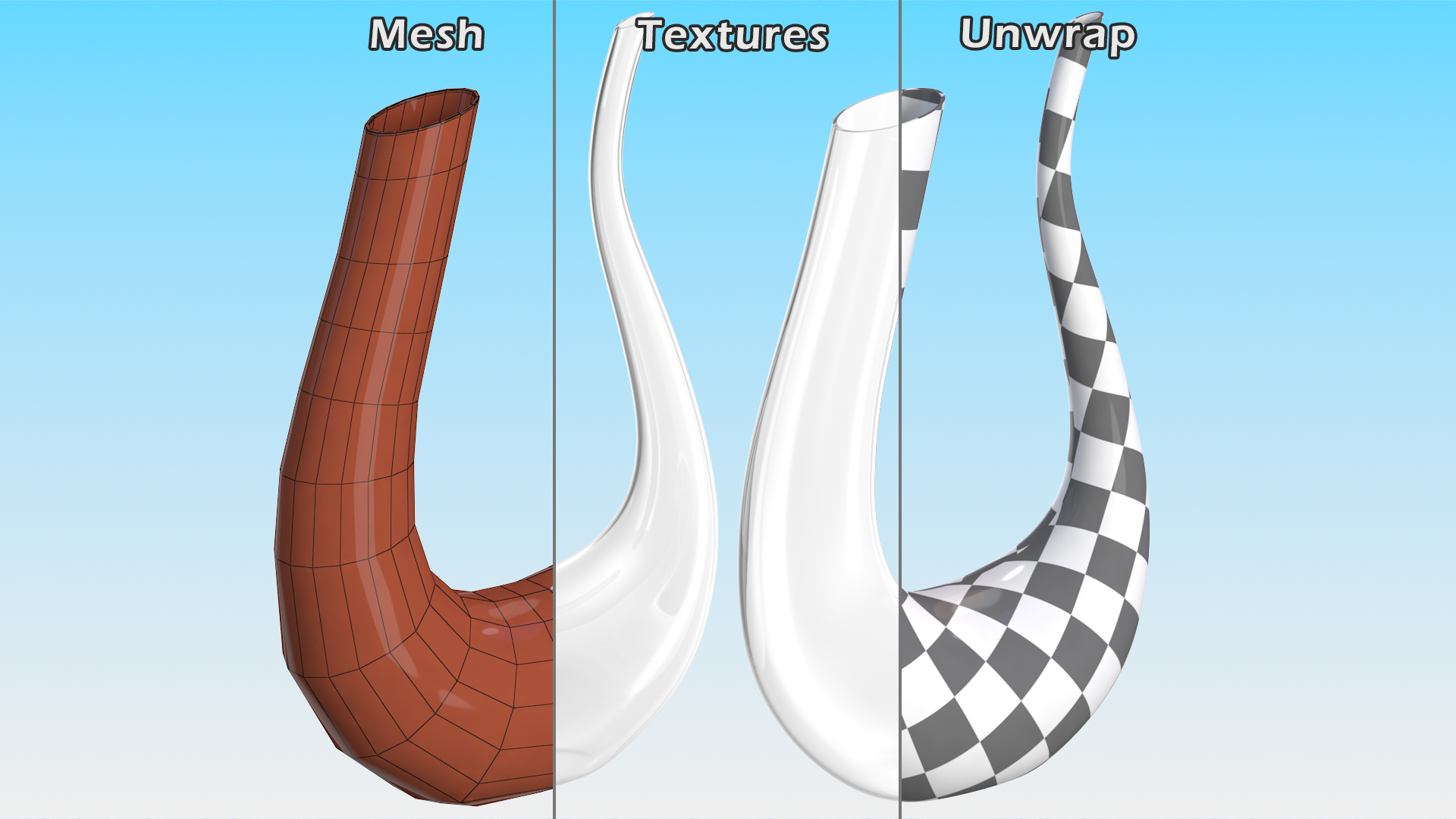 U Shaped Horn Wine Decanter 3D