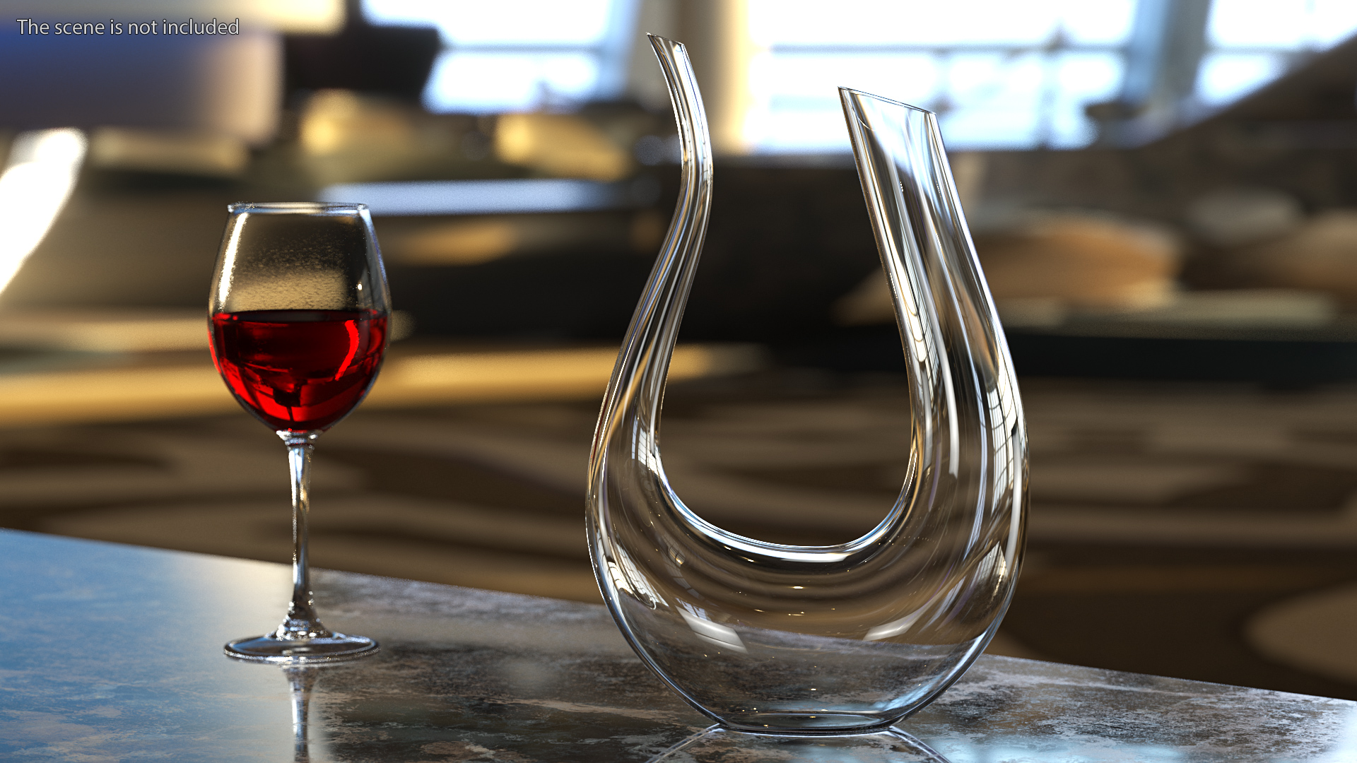 U Shaped Horn Wine Decanter 3D