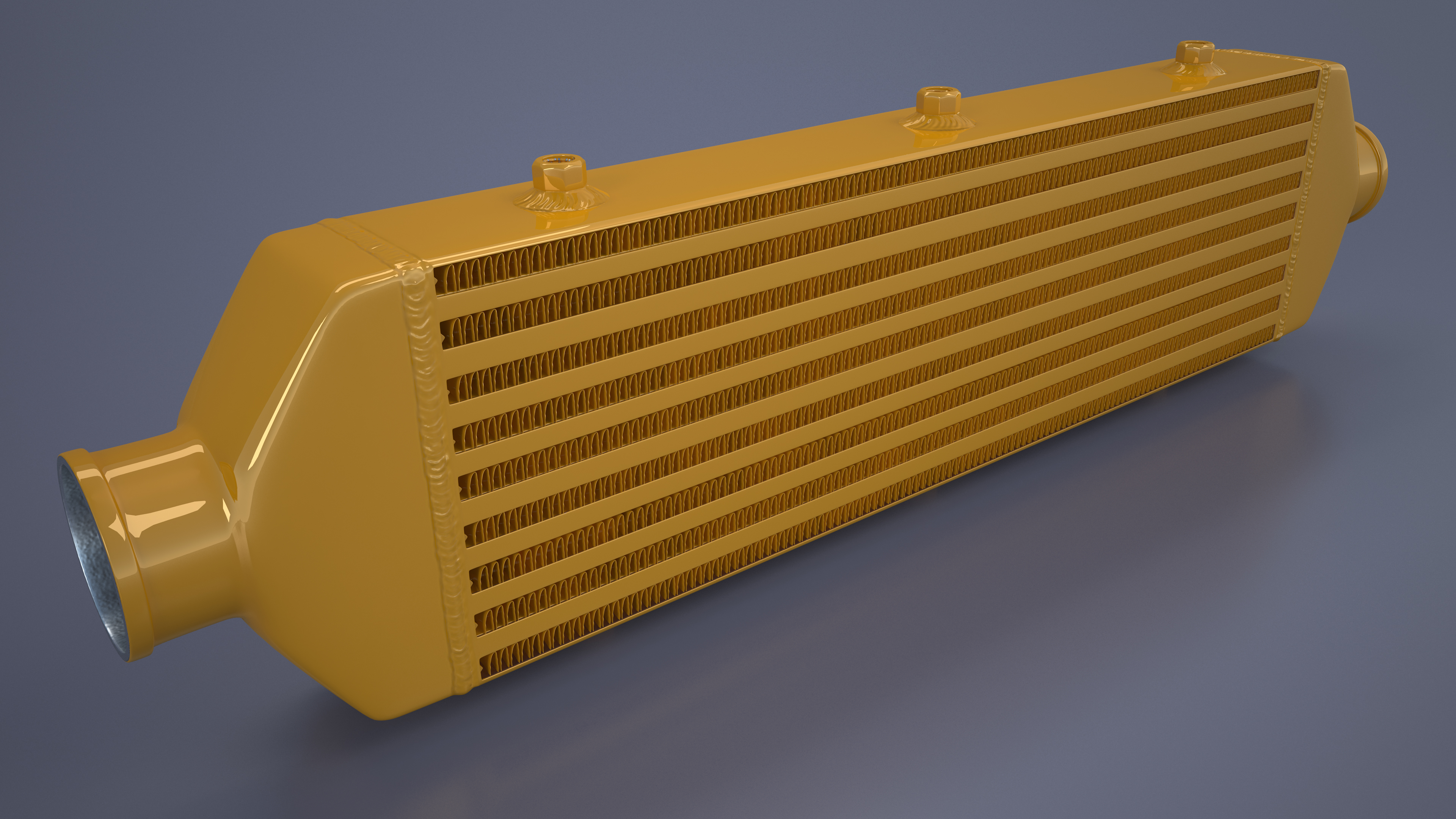 3D Mishimoto Gold Car Intercooler Two Sided Pipes