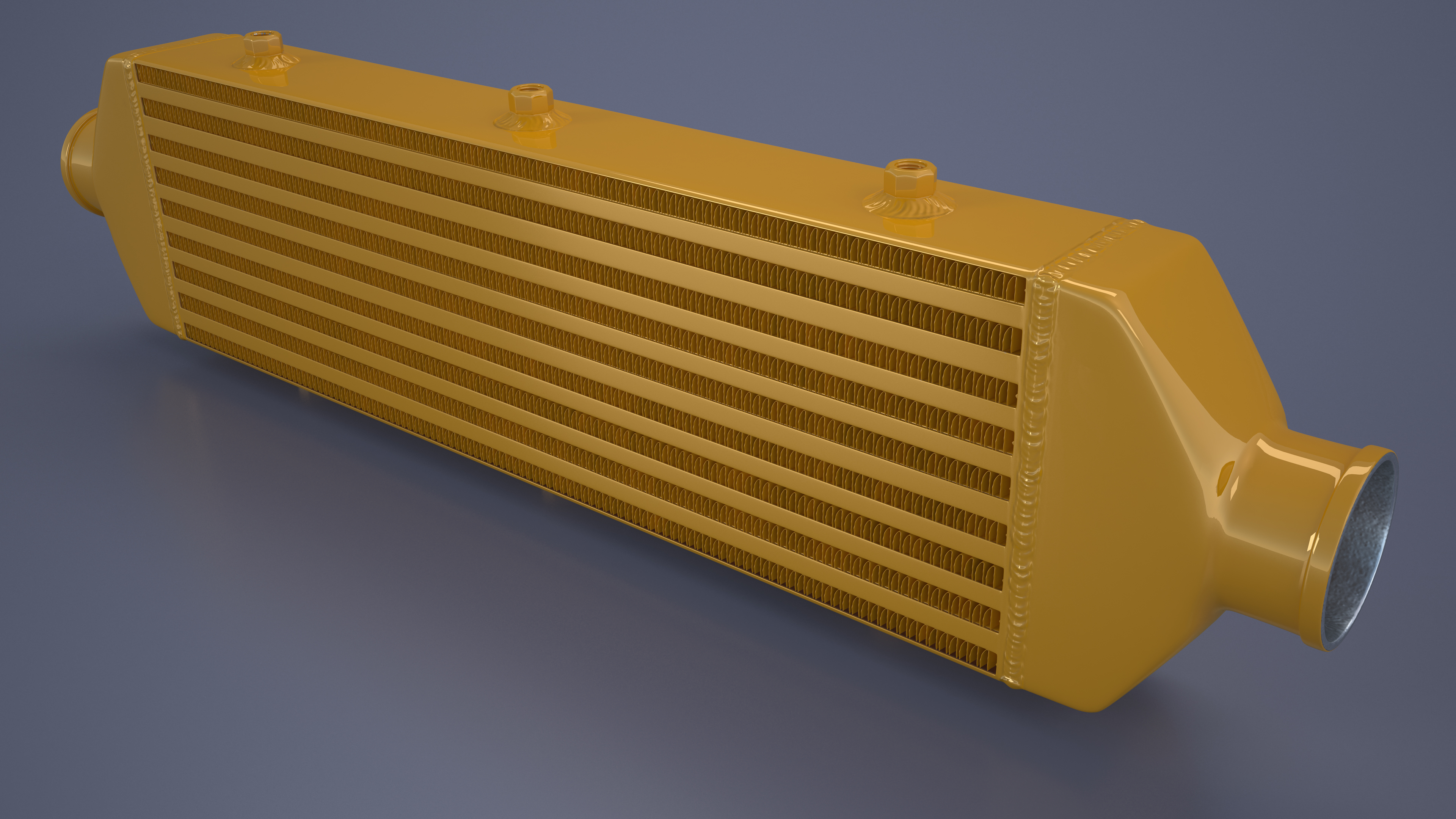 3D Mishimoto Gold Car Intercooler Two Sided Pipes