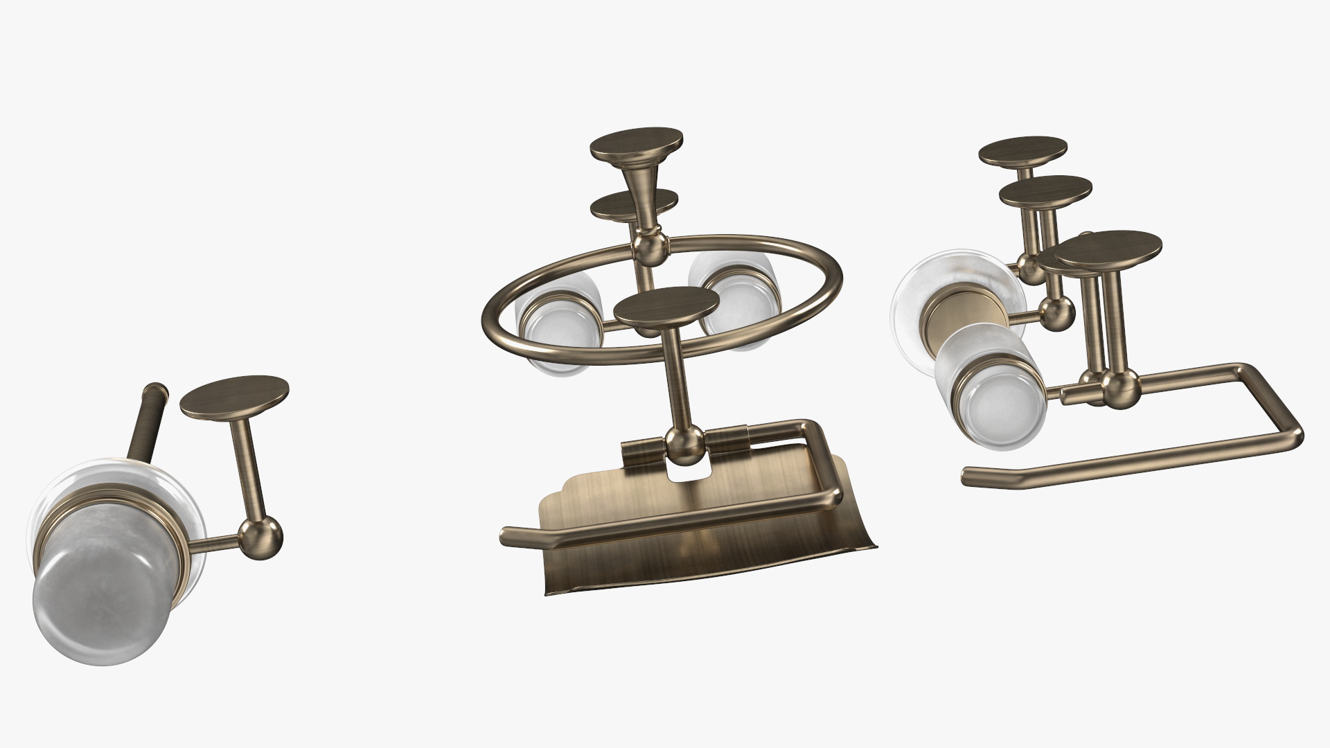Bronze Small Wall Bathroom Accessories Set 3D