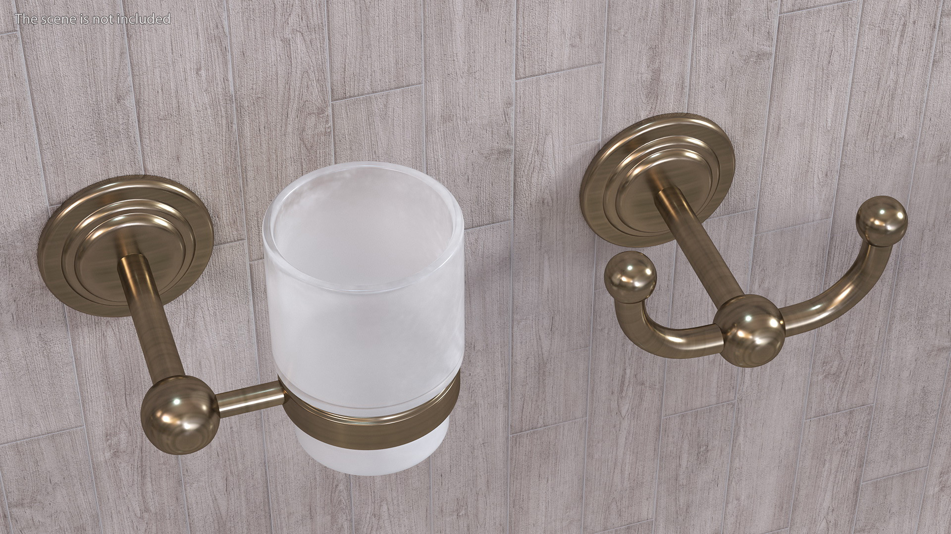 Bronze Small Wall Bathroom Accessories Set 3D