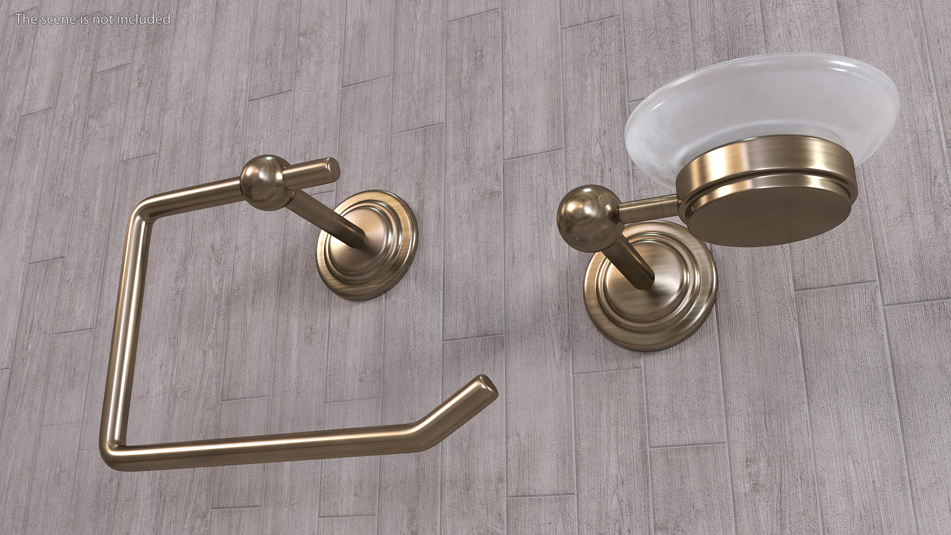 Bronze Small Wall Bathroom Accessories Set 3D