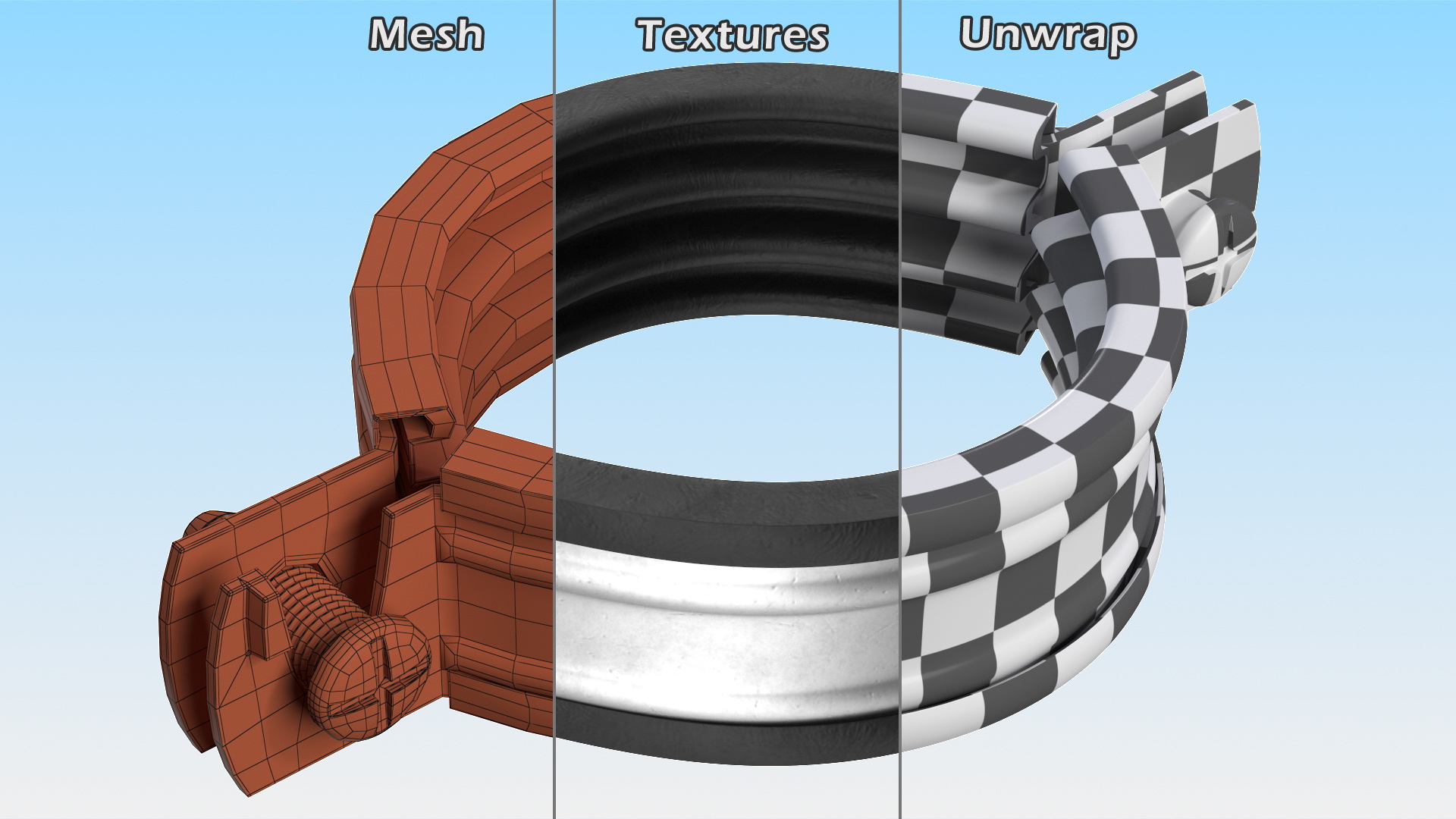 3D Stainless Steel Pipe Clamp with Insert model