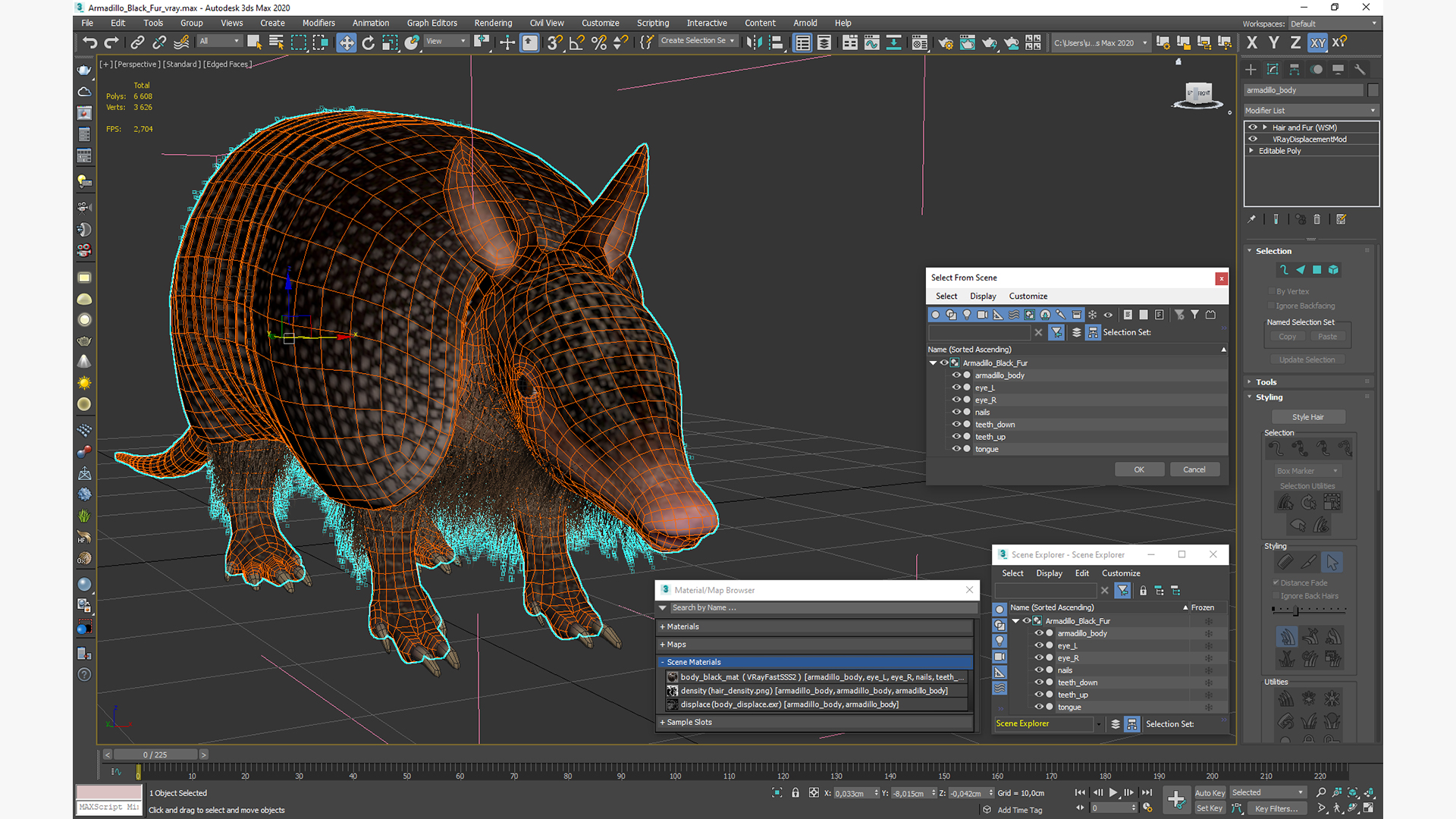 Armadillo Black Fur 3D model