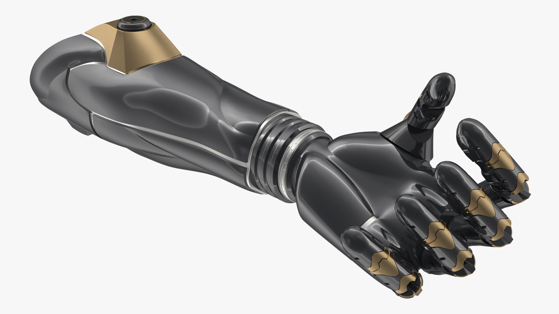 Black Metal Prosthetic Arm Rigged for Cinema 4D 3D