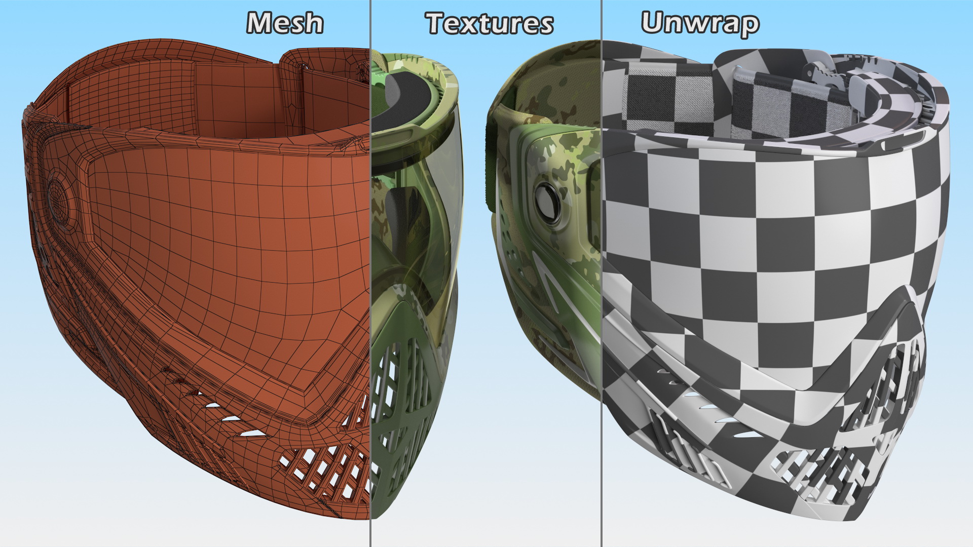 Airsoft Full Face Mask Camo 3D