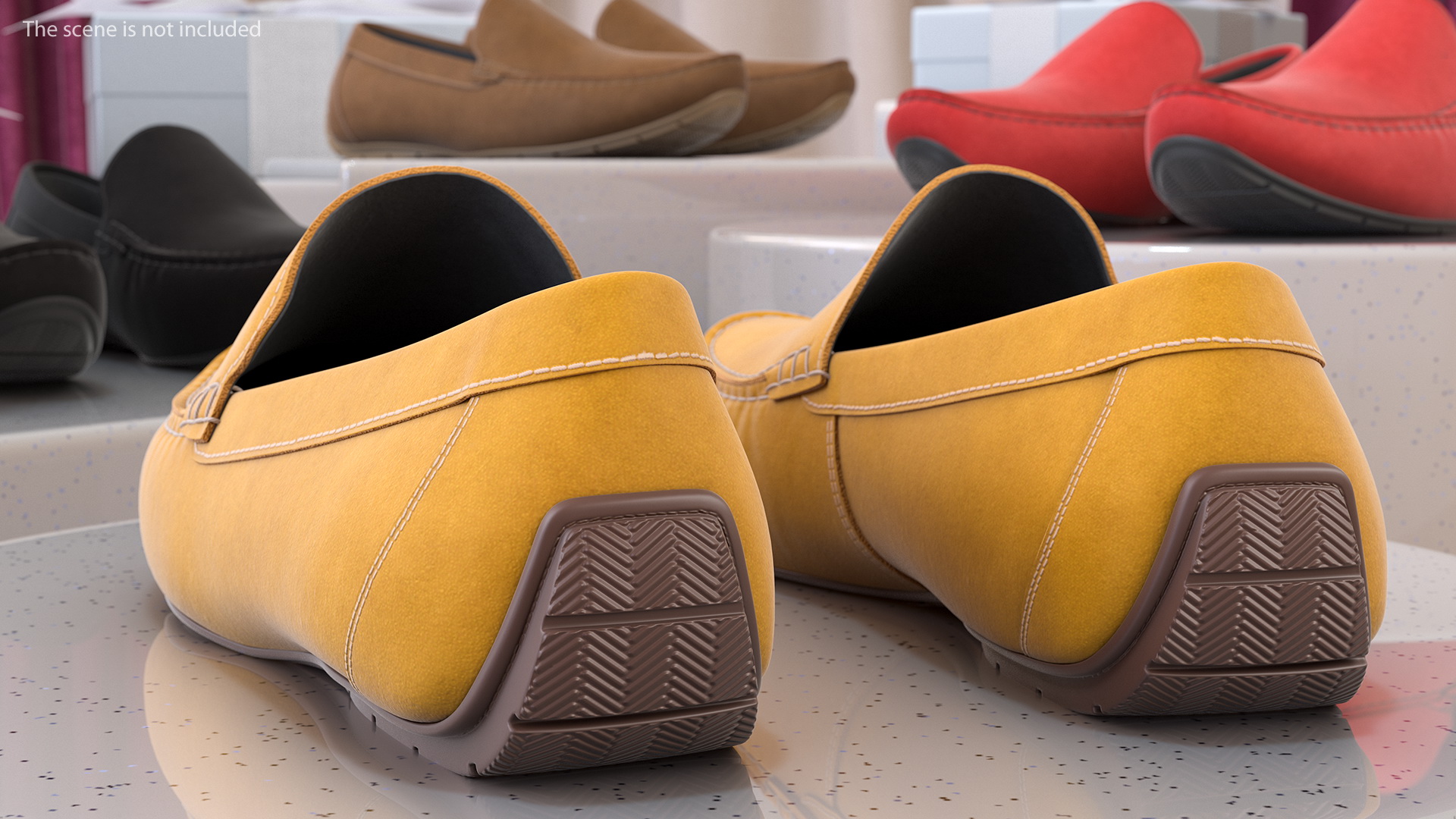 Tan Leather Loafer Shoes 3D model
