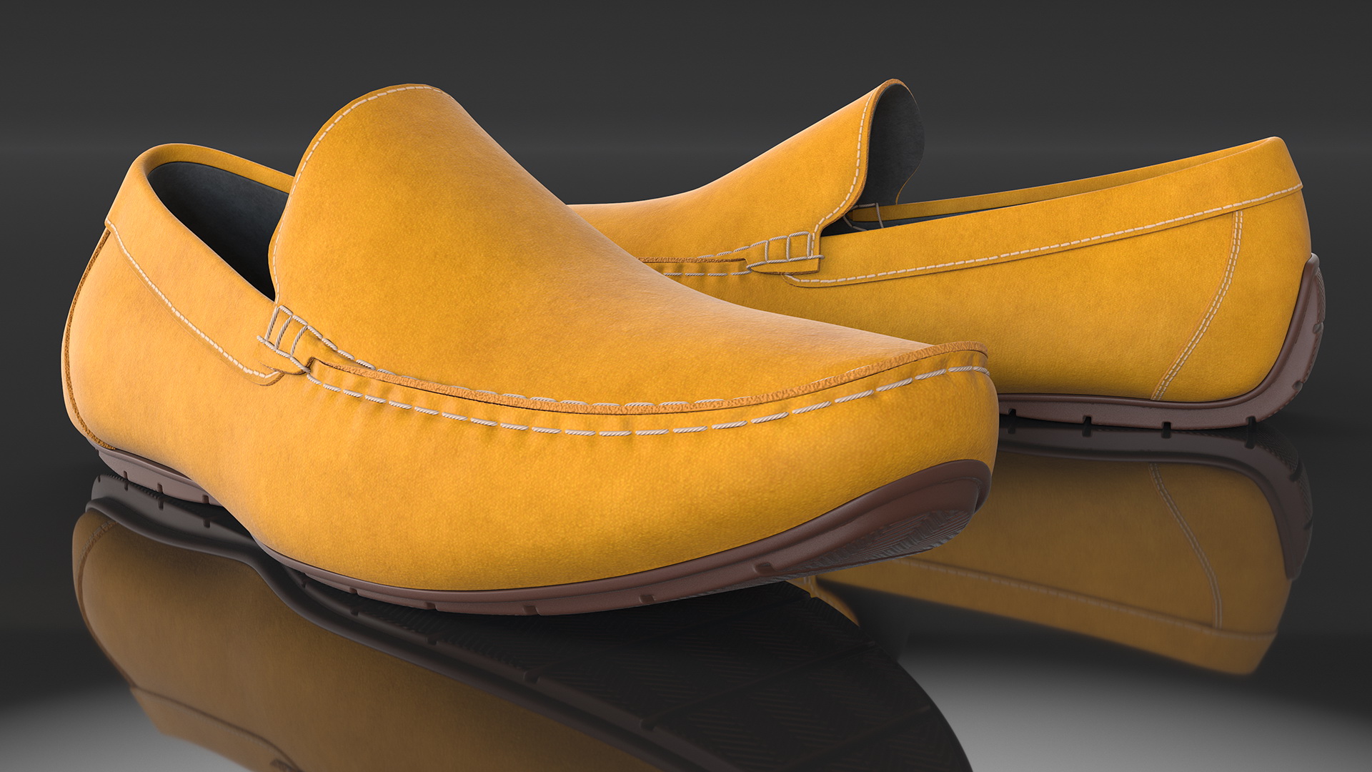 Tan Leather Loafer Shoes 3D model